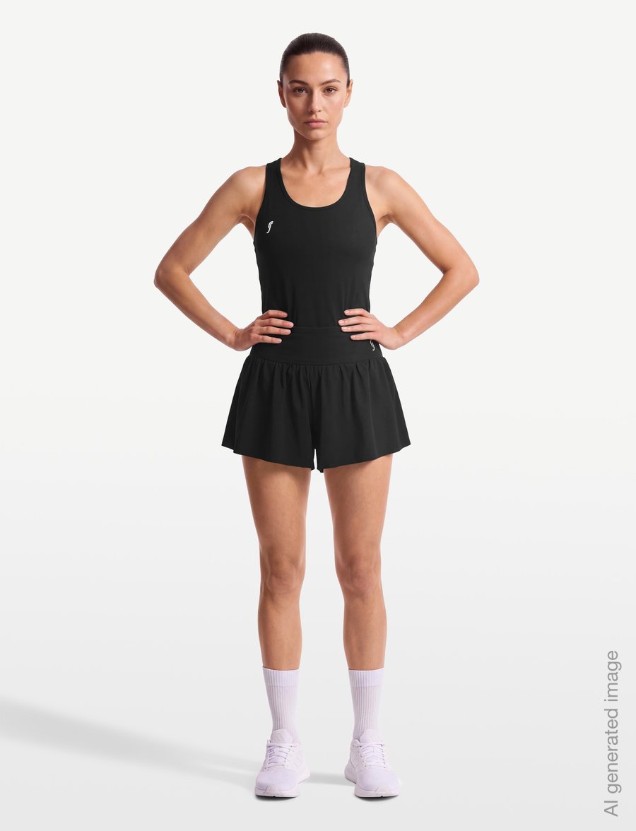 RS Sports - Women's Court Pleated Shorts (Brown/White,S,st) - treenishortsit - black - 0