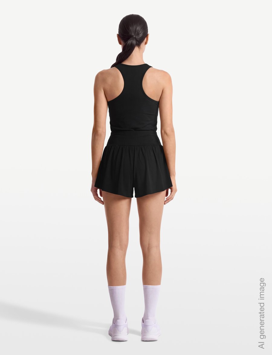 RS Sports - Women's Court Pleated Shorts (Brown/White,S,st) - treenishortsit - black - 4