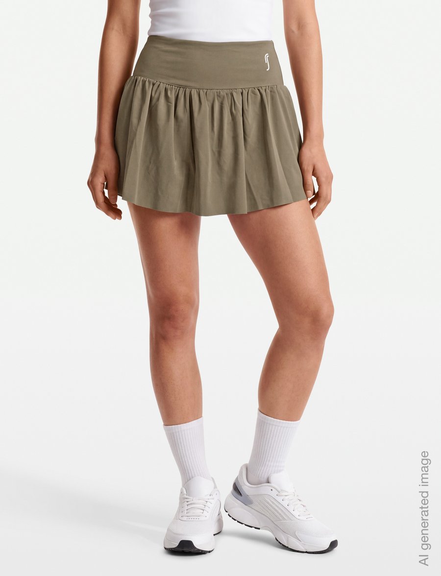 RS Sports - Women's Court Pleated Shorts (Brown/White,S,st) - treenishortsit - brown/white - 3