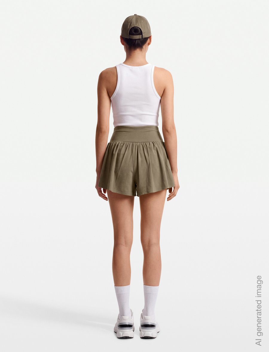 RS Sports - Women's Court Pleated Shorts (Brown/White,S,st) - treenishortsit - brown/white - 4