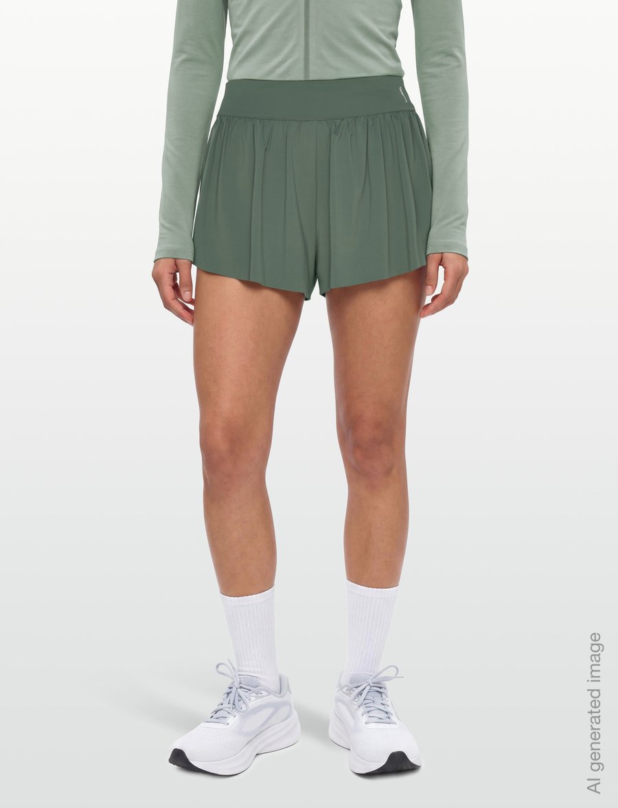 RS Sports - Women's Court Pleated Shorts (Brown/White,M,st) - träningsshorts - court green - 3