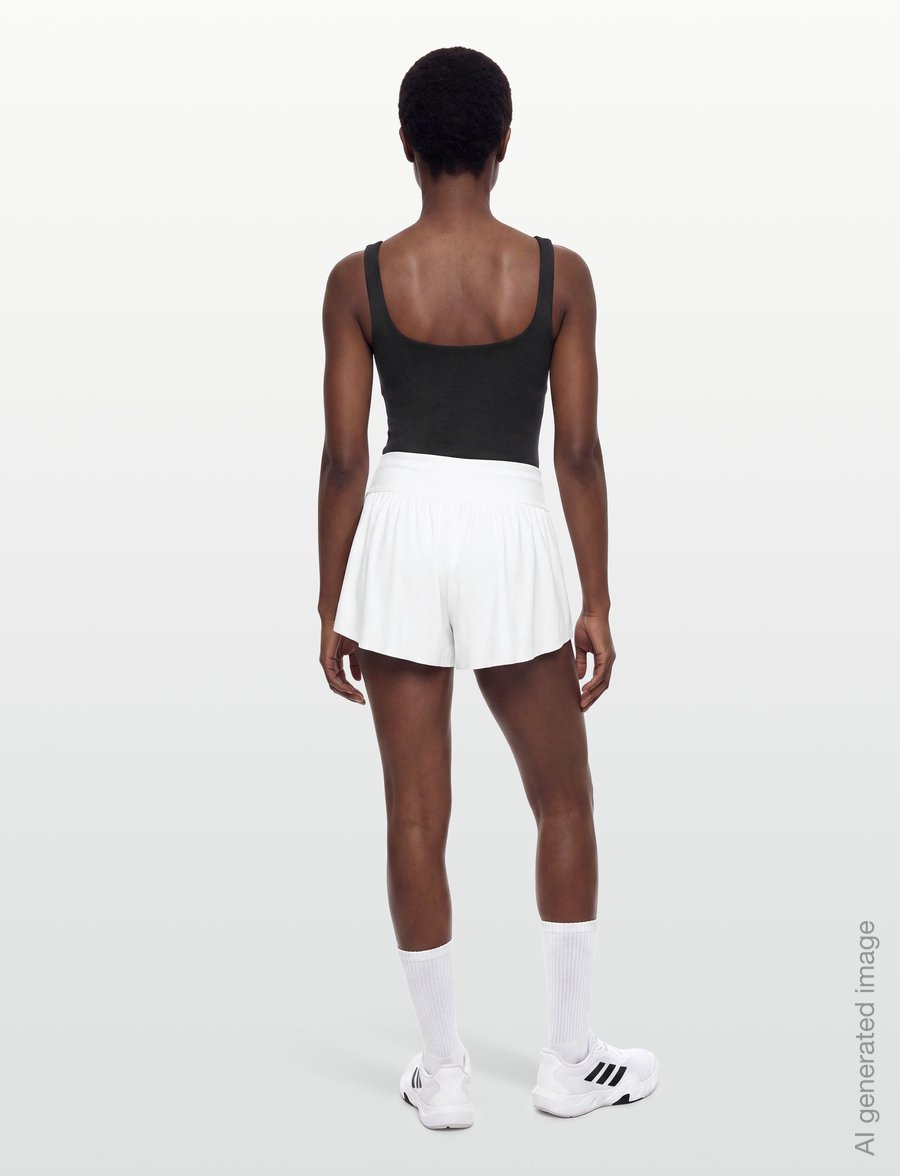 RS Sports - Women's Court Pleated Shorts (Brown/White,M,st) - träningsshorts - white - 4