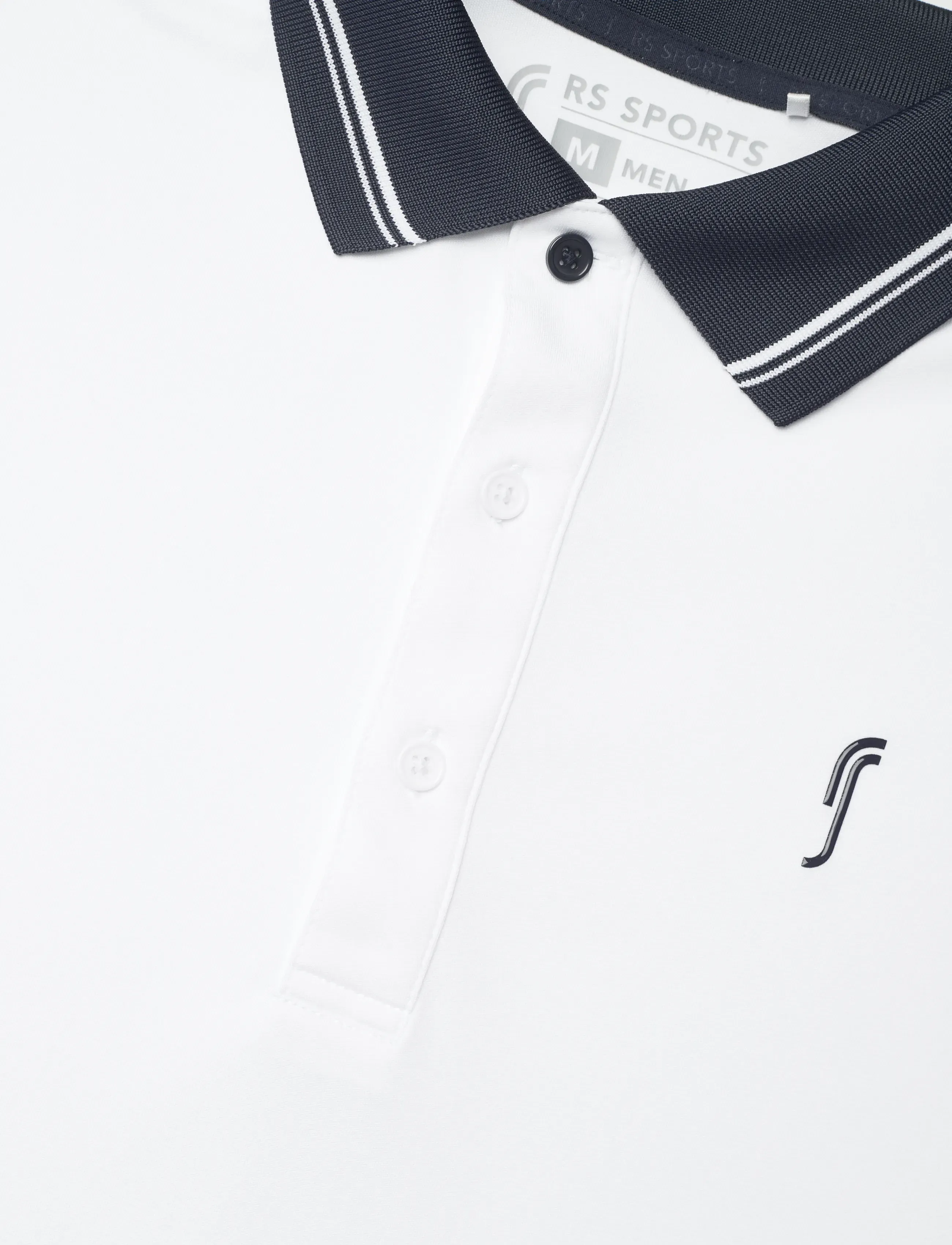 RS Sports - Men's Performance Court Polo - Striped Collar REC - pólóbolir - white - 2