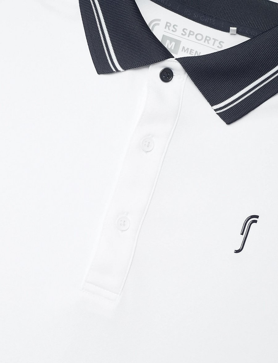 RS Sports - Men's Performance Court Polo - Striped Collar REC - polo's - white - 2