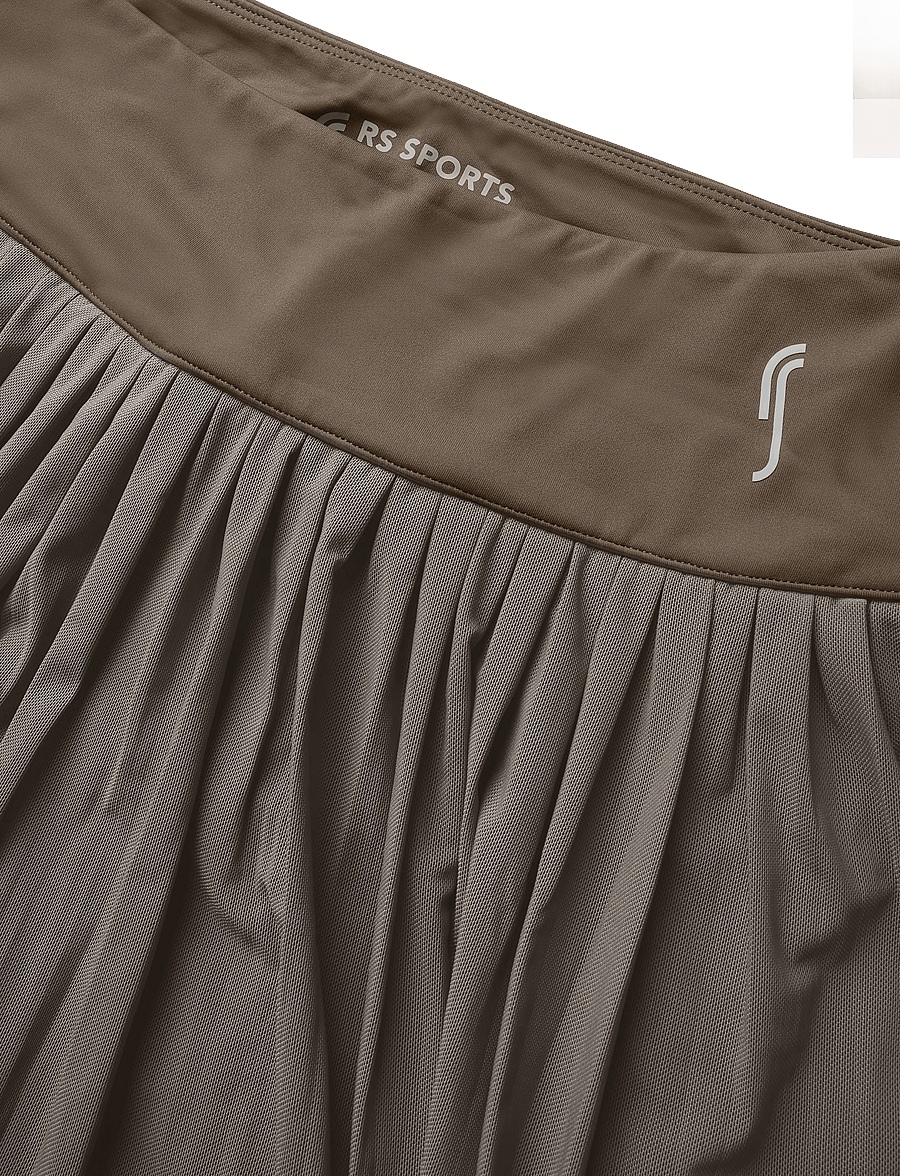 RS Sports - Women's Court Pleated Skirt - Mesh (Brown/White,M,st) - kjoler & nederdele - brown/white - 2
