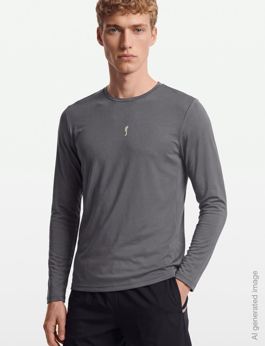RS Sports - Men's Performance Long Sleeve REC (Deep Grey/Ace Yellow,XL,st) - langærmede t-shirts - deep grey/ace yellow - 3