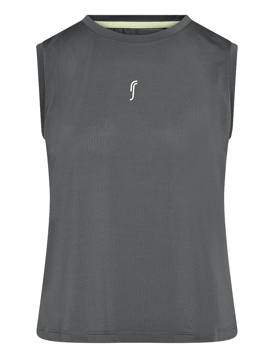 RS Sports - Women's Relaxed Tank - Mesh REC (Deep Grey/Ace Yellow,S,st) - linnen - deep grey/ace yellow - 0