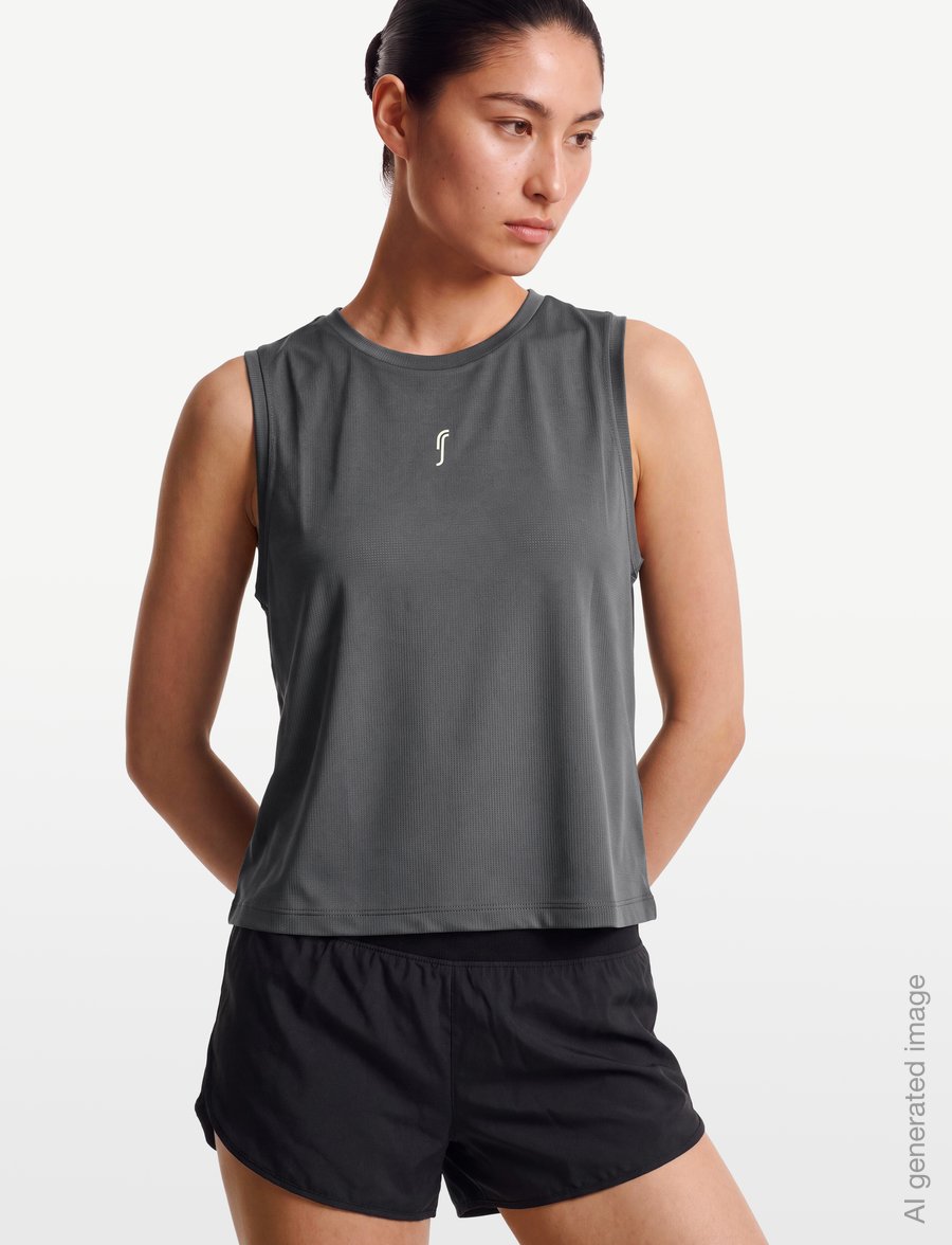RS Sports - Women's Relaxed Tank - Mesh REC (Ace Yellow/White,L,st) - Õlapaeltega pluusid - deep grey/ace yellow - 3