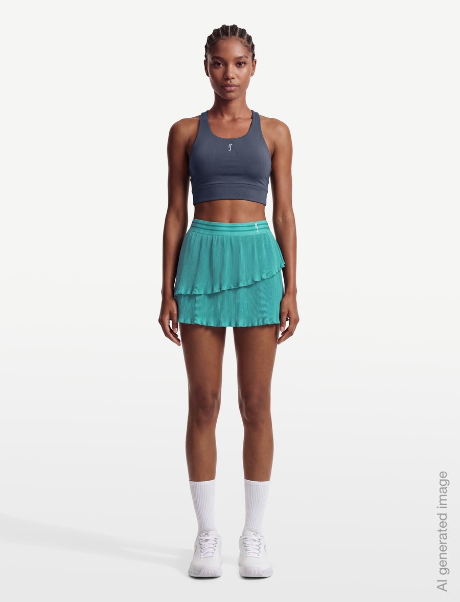 RS Sports - Women's Court Pleated Wrap Skirt (Striking Teal/White,XS,st) - kleitas un svārki - striking teal/white - 0