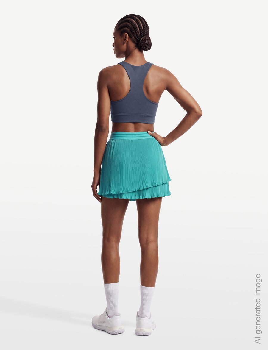 RS Sports - Women's Court Pleated Wrap Skirt (Striking Teal/White,XS,st) - kleitas un svārki - striking teal/white - 4