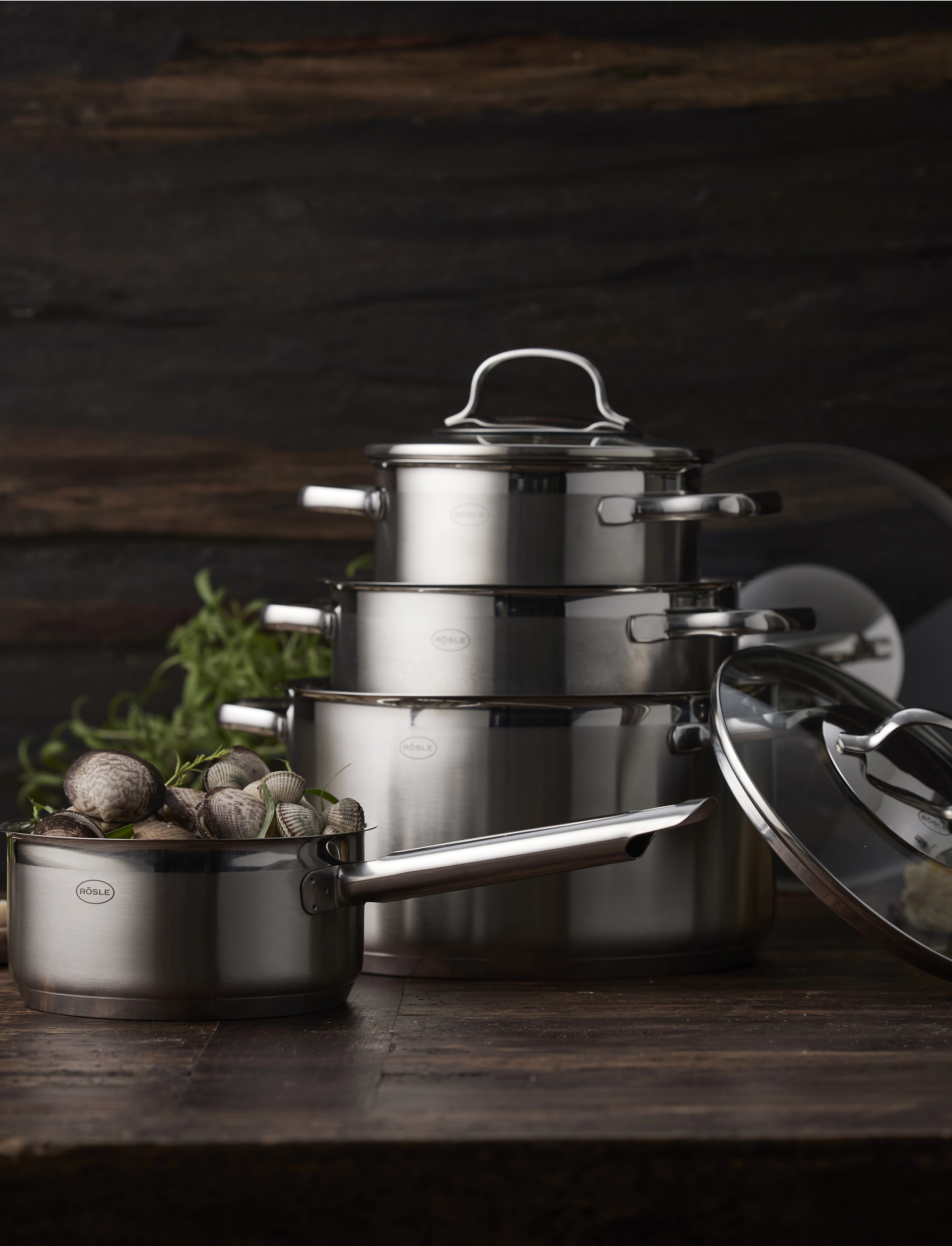 Rösle - Cookware set with glass lid Elegance 7 parts - metal - 2