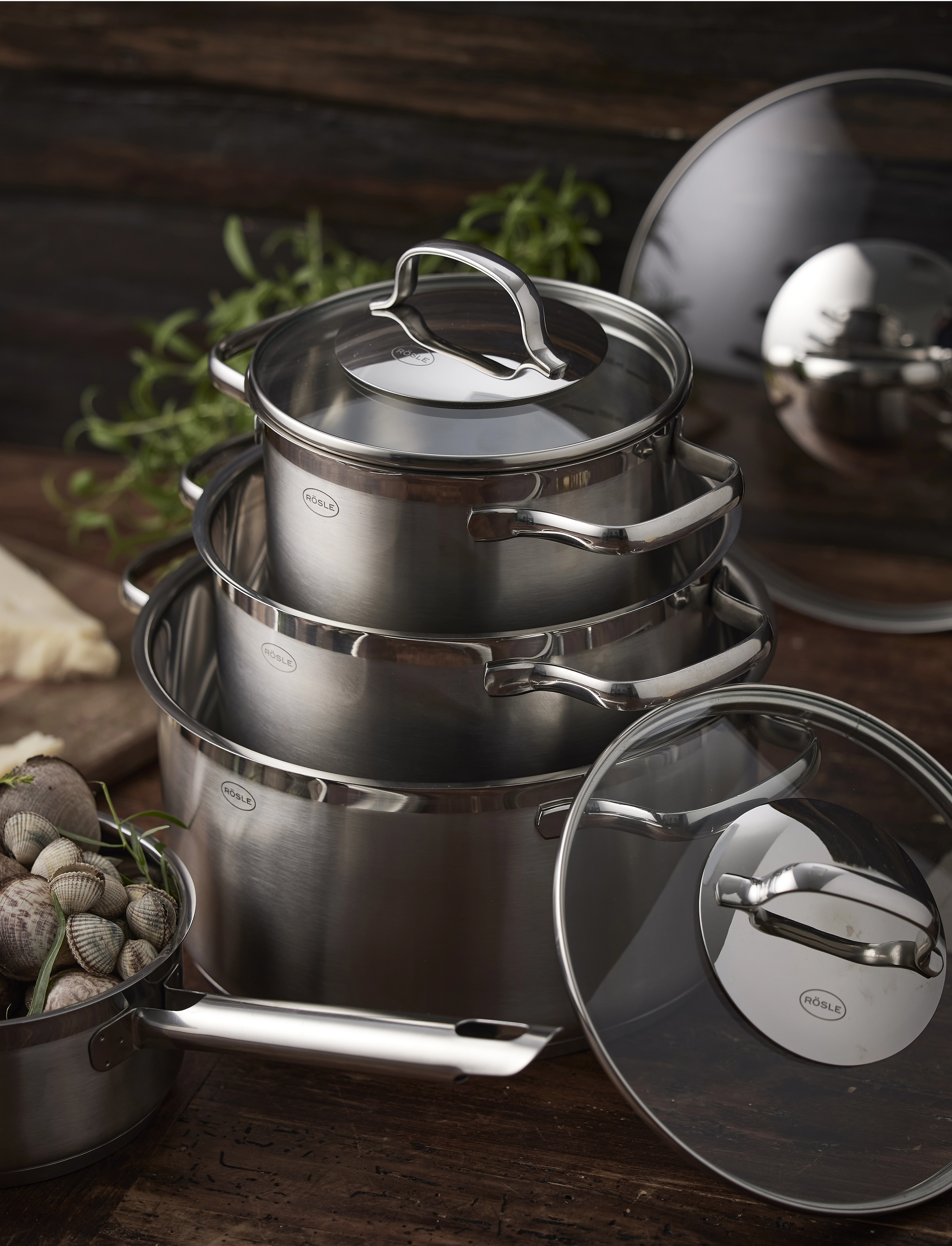 Rösle - Cookware set with glass lid Elegance 7 parts - metal - 3