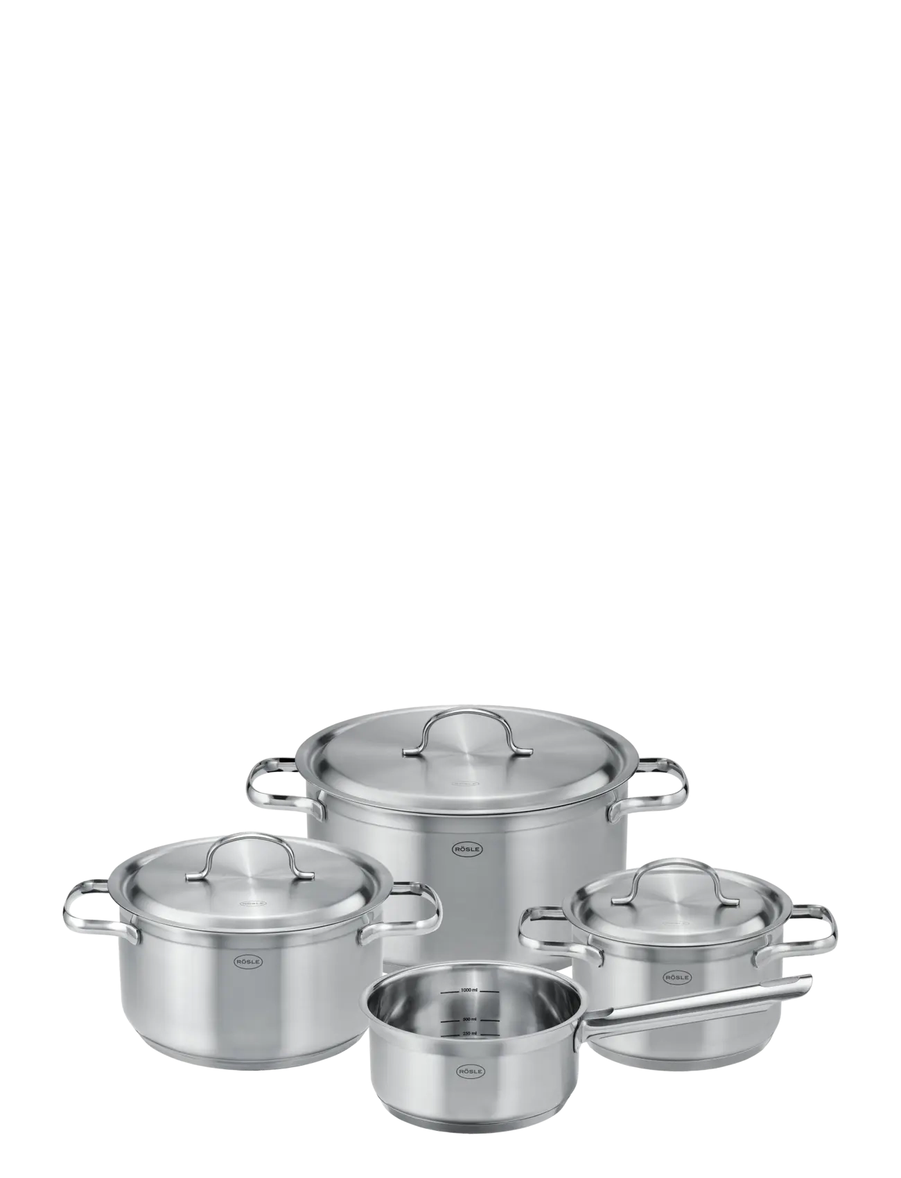 Rösle Cookware set w lid PureElements 7 parts - Töpfe Saucenpfannen - METALL / silver