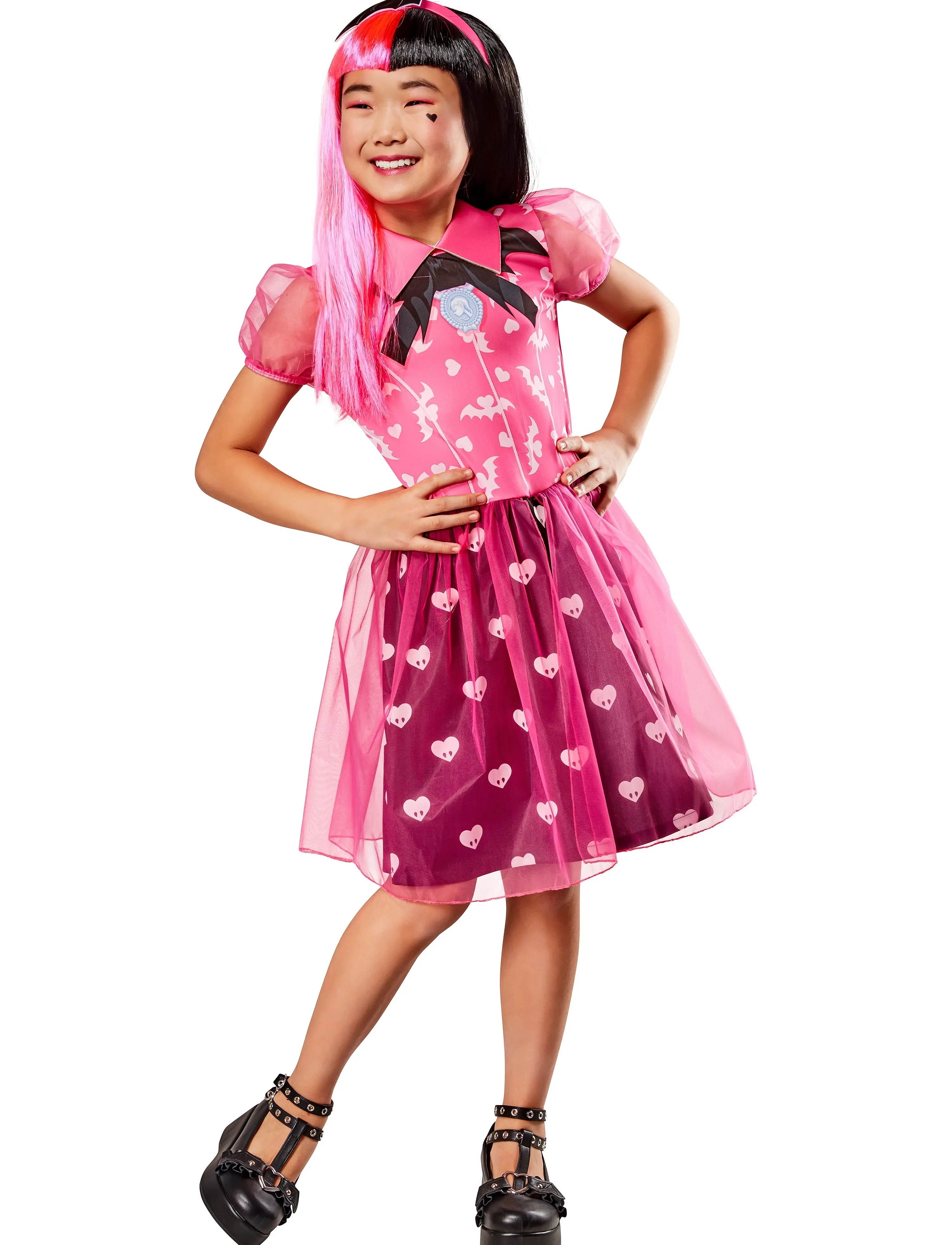 Monster High Draculaura Costume, Børn, Character Costumes, Pink, Str: 9-10Y