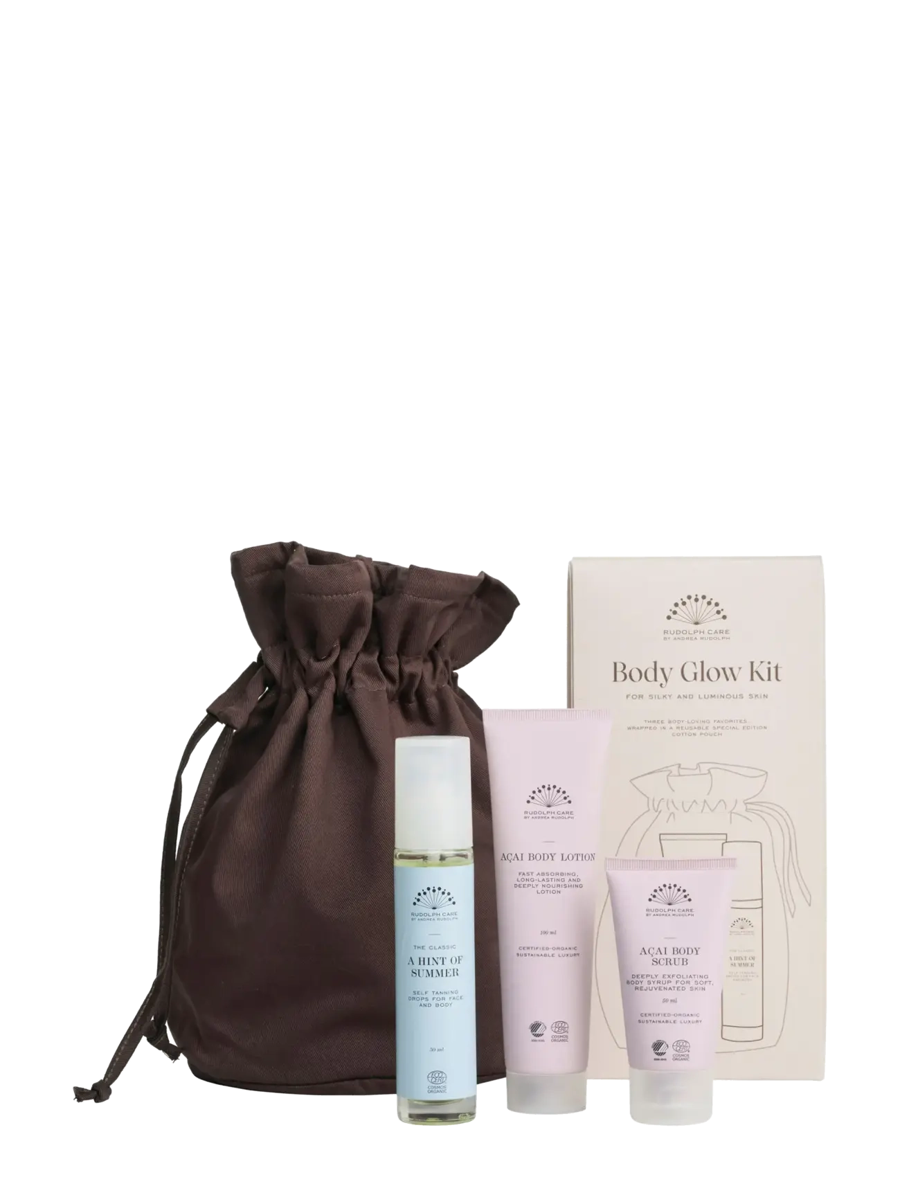 Rudolph Care Body Glow Pouch, Skincare Sæt, Brun, Str: 200 ML
