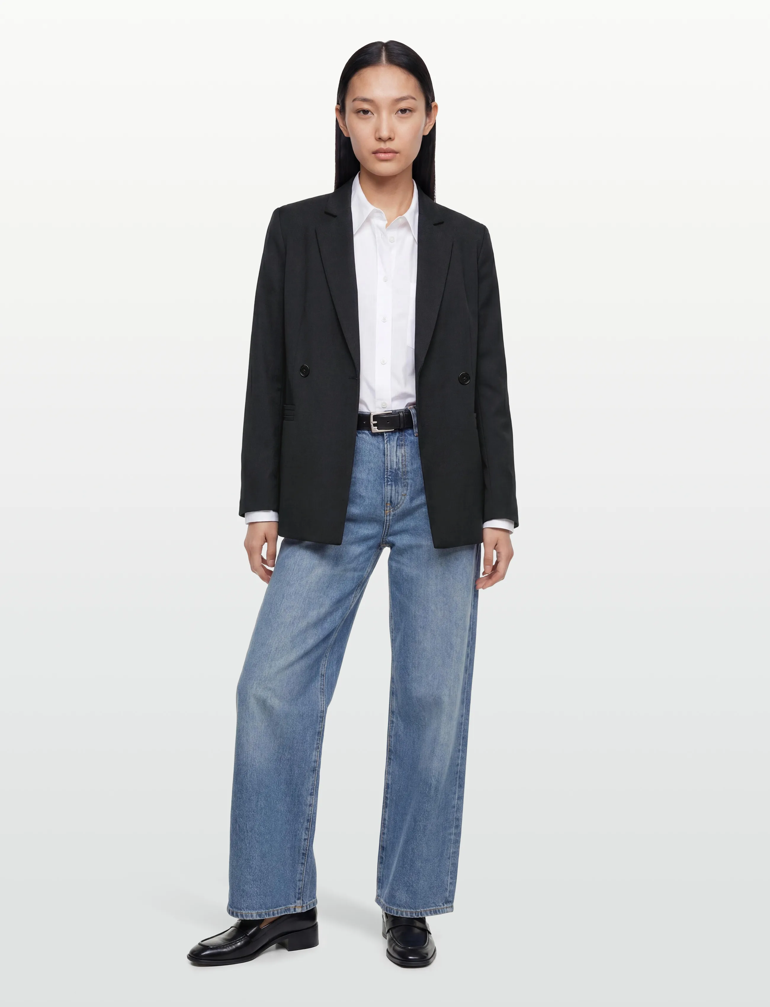 Rue de Tokyo Caj Heavy Wool Blend, L, Blazer, Schwarz - Single Breasted Frauen