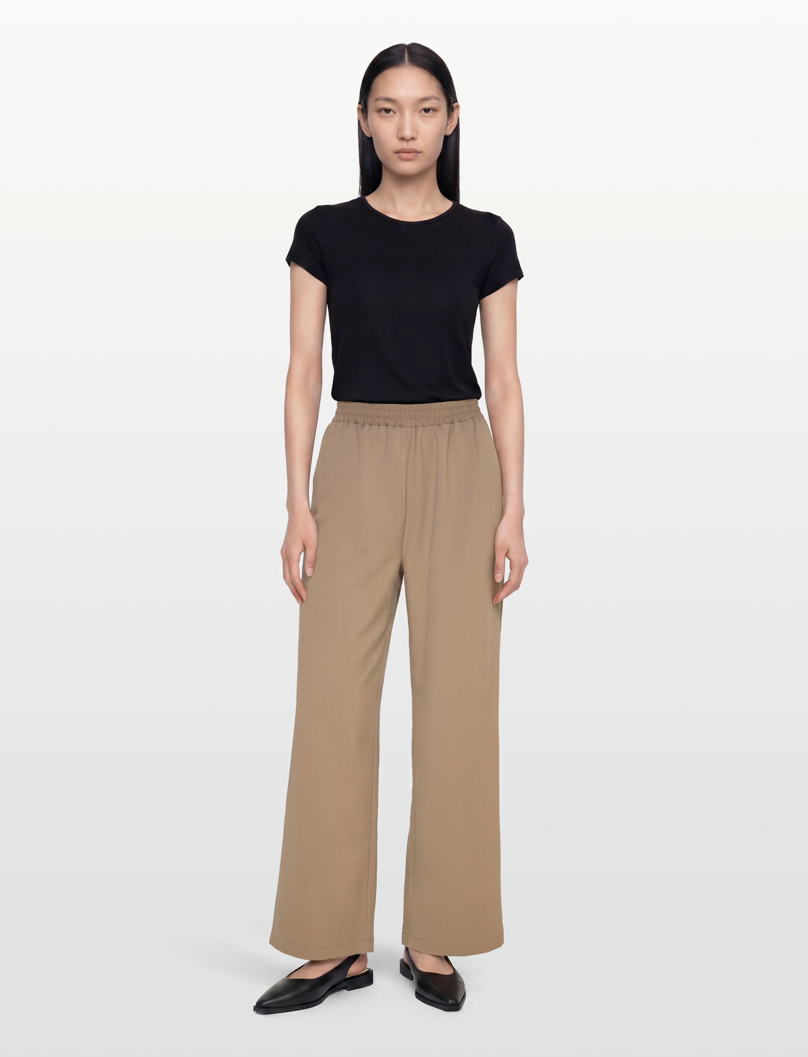 Rue de Tokyo Pearl Recycled Wool Blend, M, Trousers, Beige - Straight Leg, Frauen
