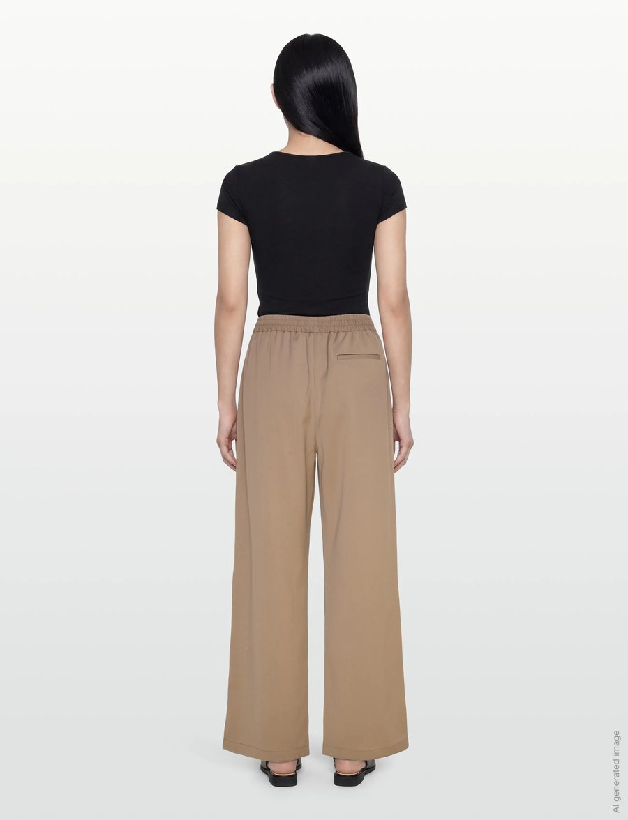 Rue de Tokyo - PEARL RECYCLED WOOL BLEND - hose mit geradem bein - khaki - 4