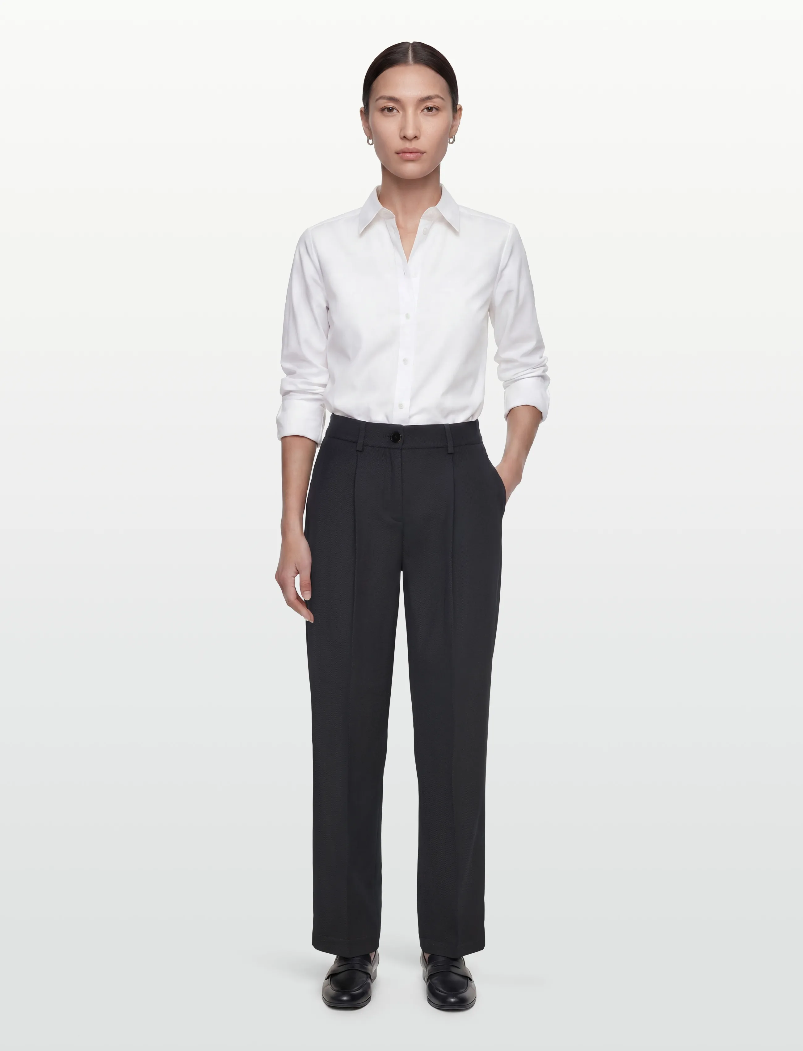 Rue de Tokyo PILU HEAVY WOOL BLEND - Pidulikud püksid - BLACK / black