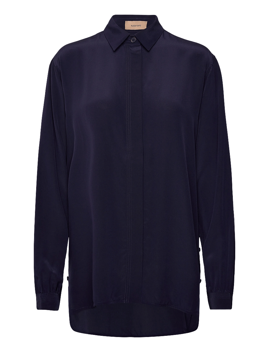 Rue de Tokyo - SHELBY SILK CDC 16MM - overhemden met lange mouwen - navy - 1