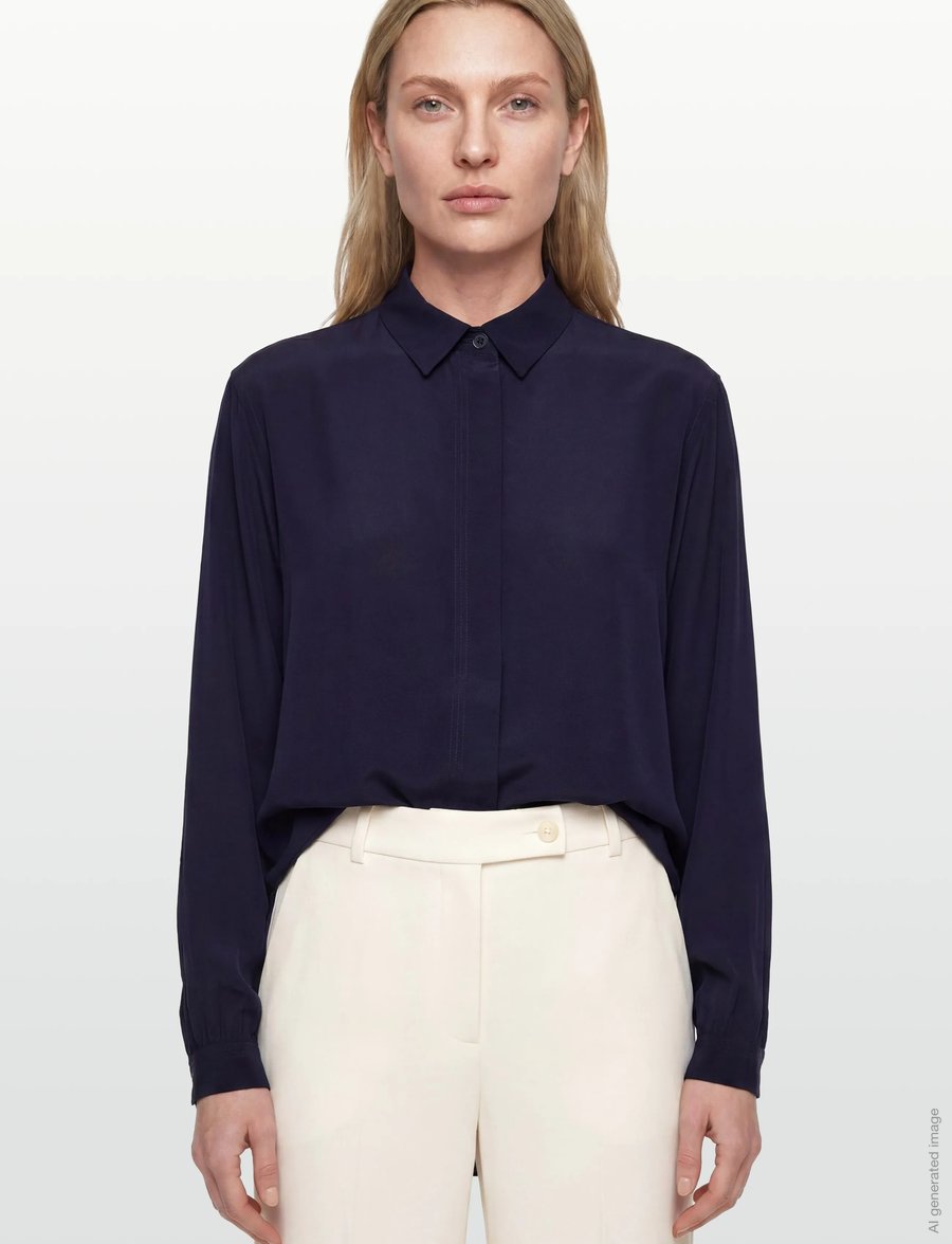 Rue de Tokyo - SHELBY SILK CDC 16MM - overhemden met lange mouwen - navy - 5