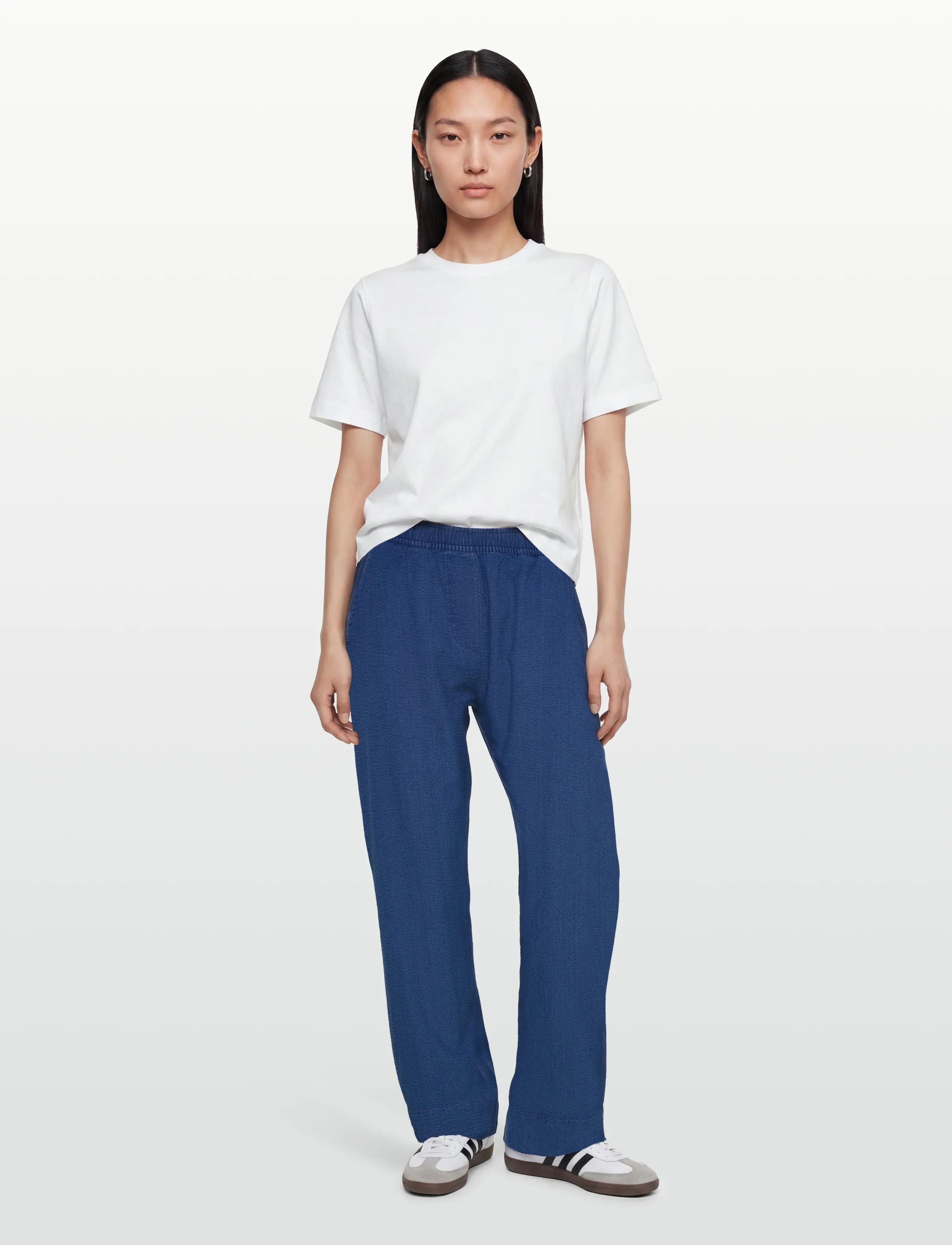 Rue de Tokyo Palla Indigo Seersucker, Kvinder, Afslappede Pull-On Bukser, Blå, Str: XXS
