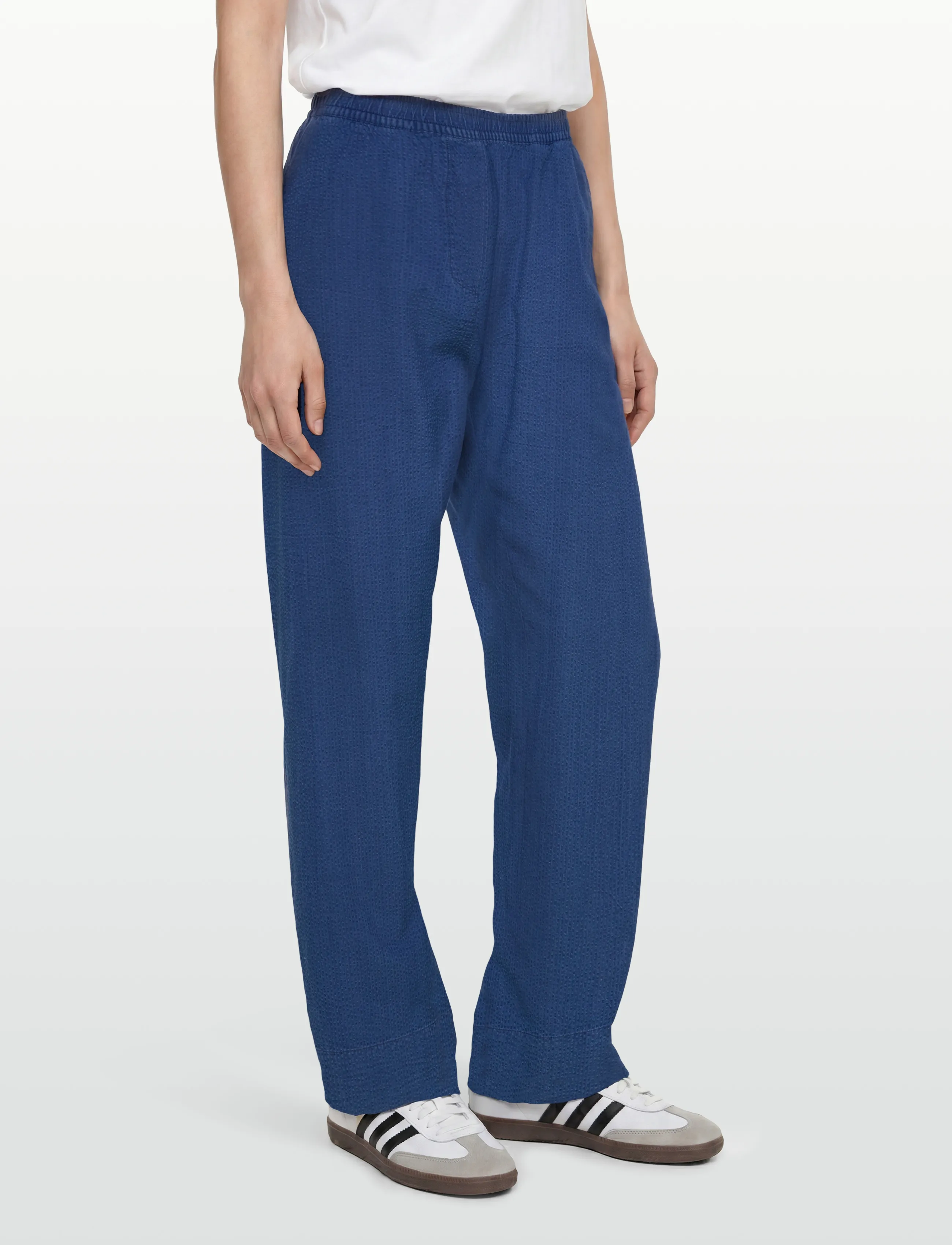 Rue de Tokyo - PALLA INDIGO SEERSUCKER - bukser med lige ben - bleached indigo - 3