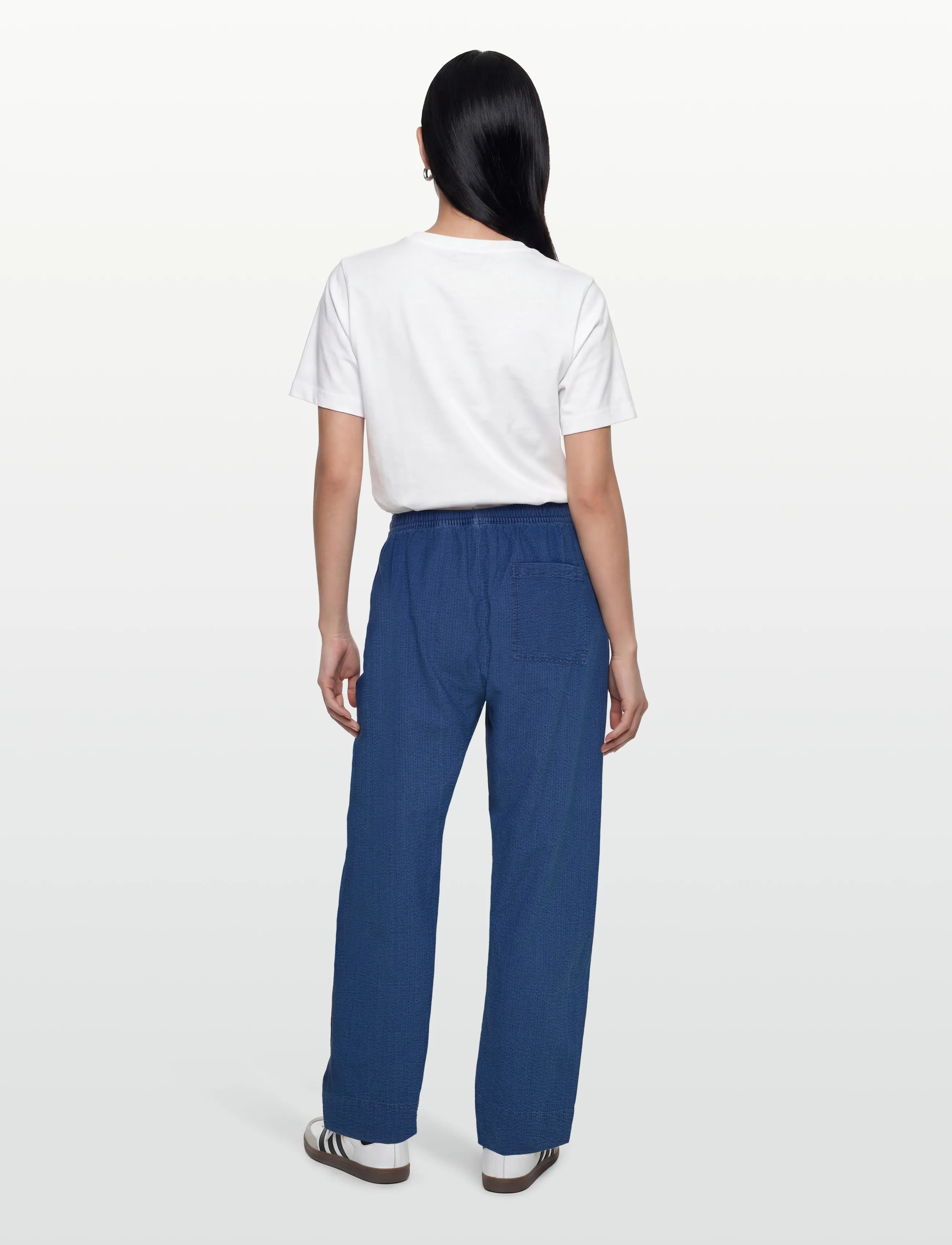 Rue de Tokyo - PALLA INDIGO SEERSUCKER - bukser med lige ben - bleached indigo - 4
