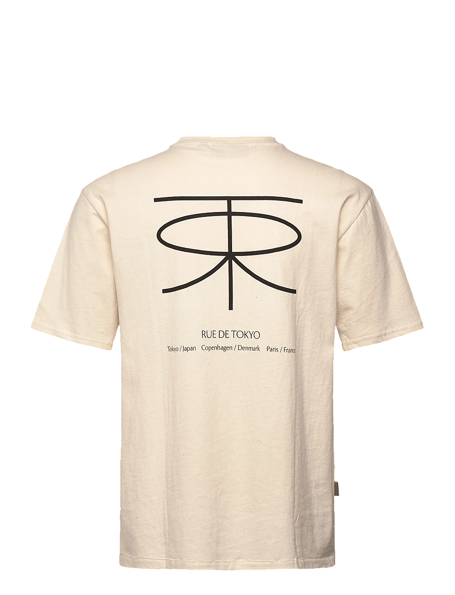 Rue de Tokyo - THORSTEN RECYCLED COTTON JRSY - natural white with black logo - 2