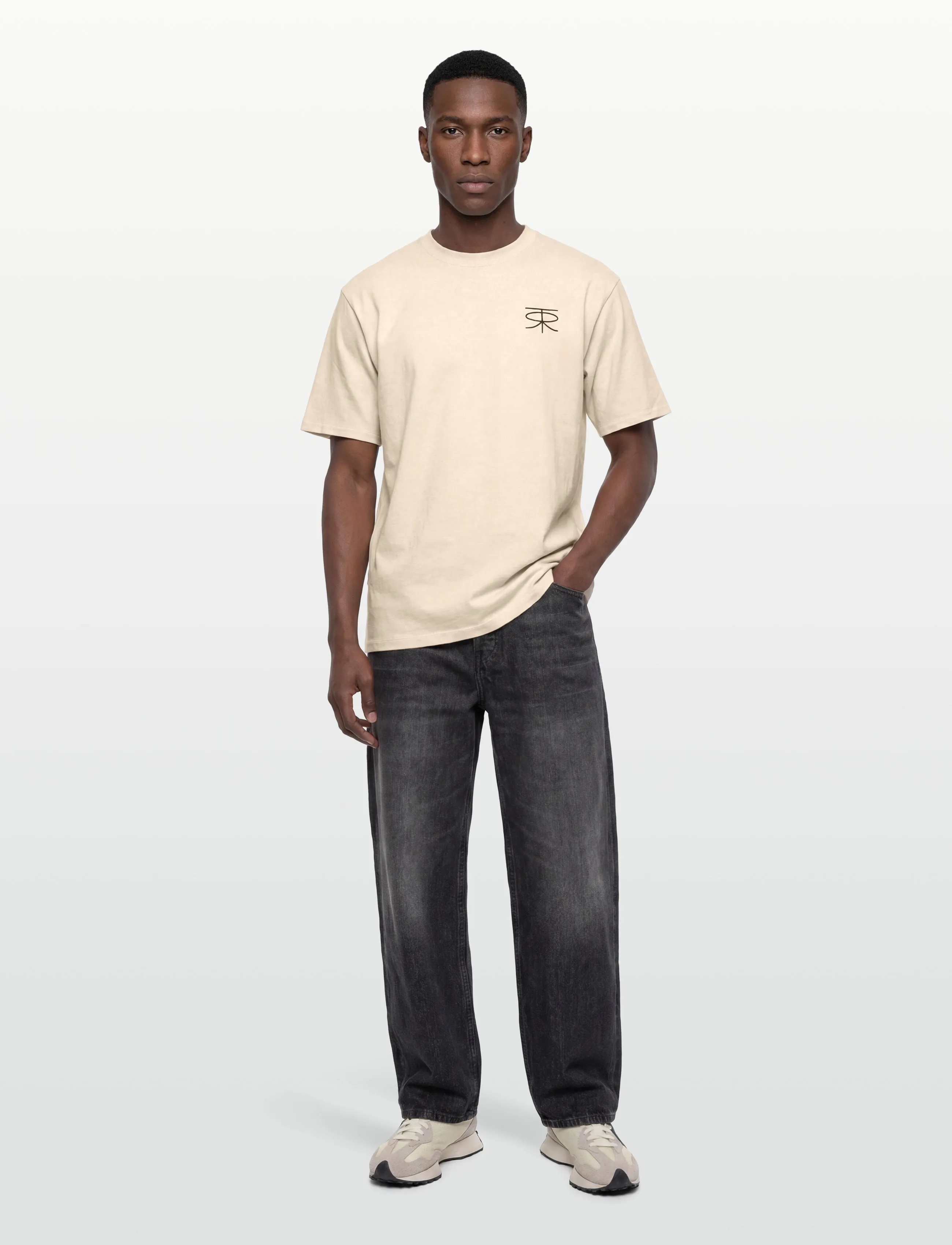 Rue de Tokyo - THORSTEN RECYCLED COTTON JRSY - natural white with black logo - 0