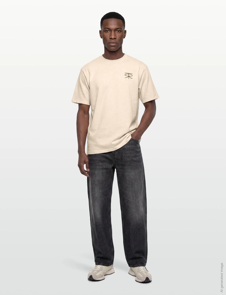 Rue de Tokyo - THORSTEN RECYCLED COTTON JRSY - natural white with black logo - 0