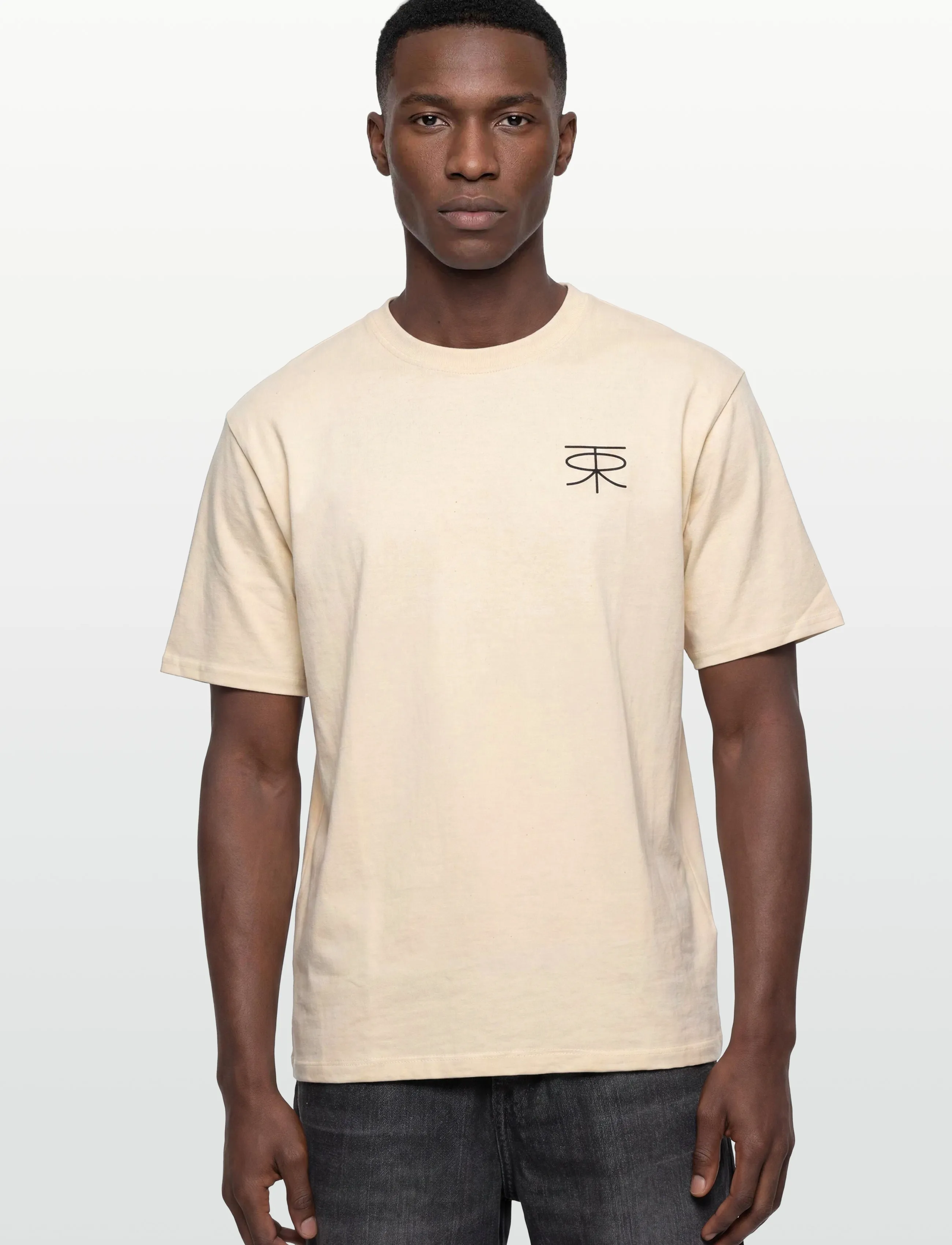 Rue de Tokyo - THORSTEN RECYCLED COTTON JRSY - natural white with black logo - 3