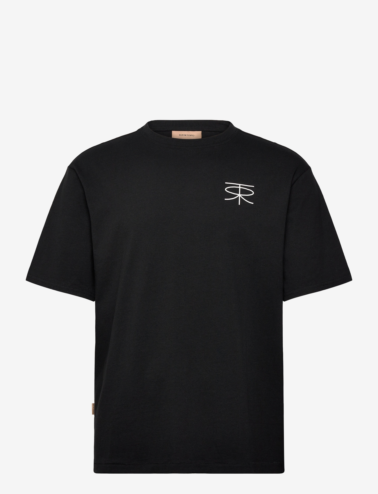 Rue de Tokyo - THORSTEN RECYCLED COTTON JRSY - kortärmade t-shirts - black with off white logo - 0