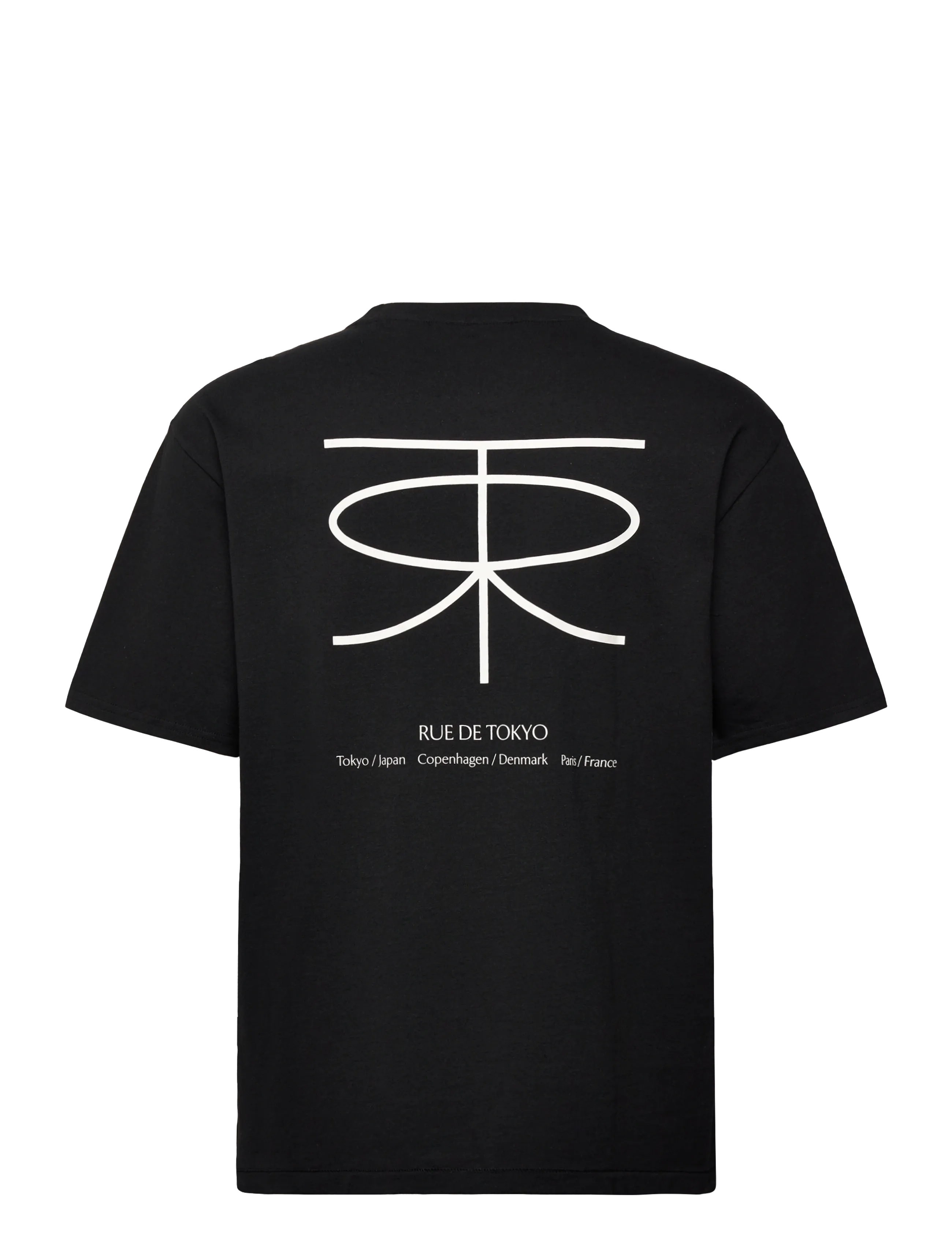 Rue de Tokyo - THORSTEN RECYCLED COTTON JRSY - t-krekli ar īsām piedurknēm - black with off white logo - 2