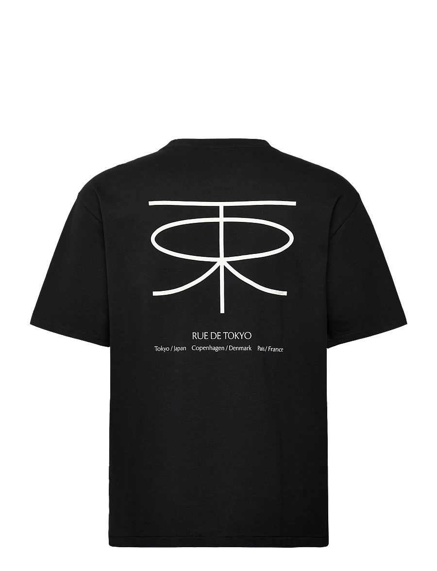 Rue de Tokyo - THORSTEN RECYCLED COTTON JRSY - lühikeste varrukatega t-särgid - black with off white logo - 2