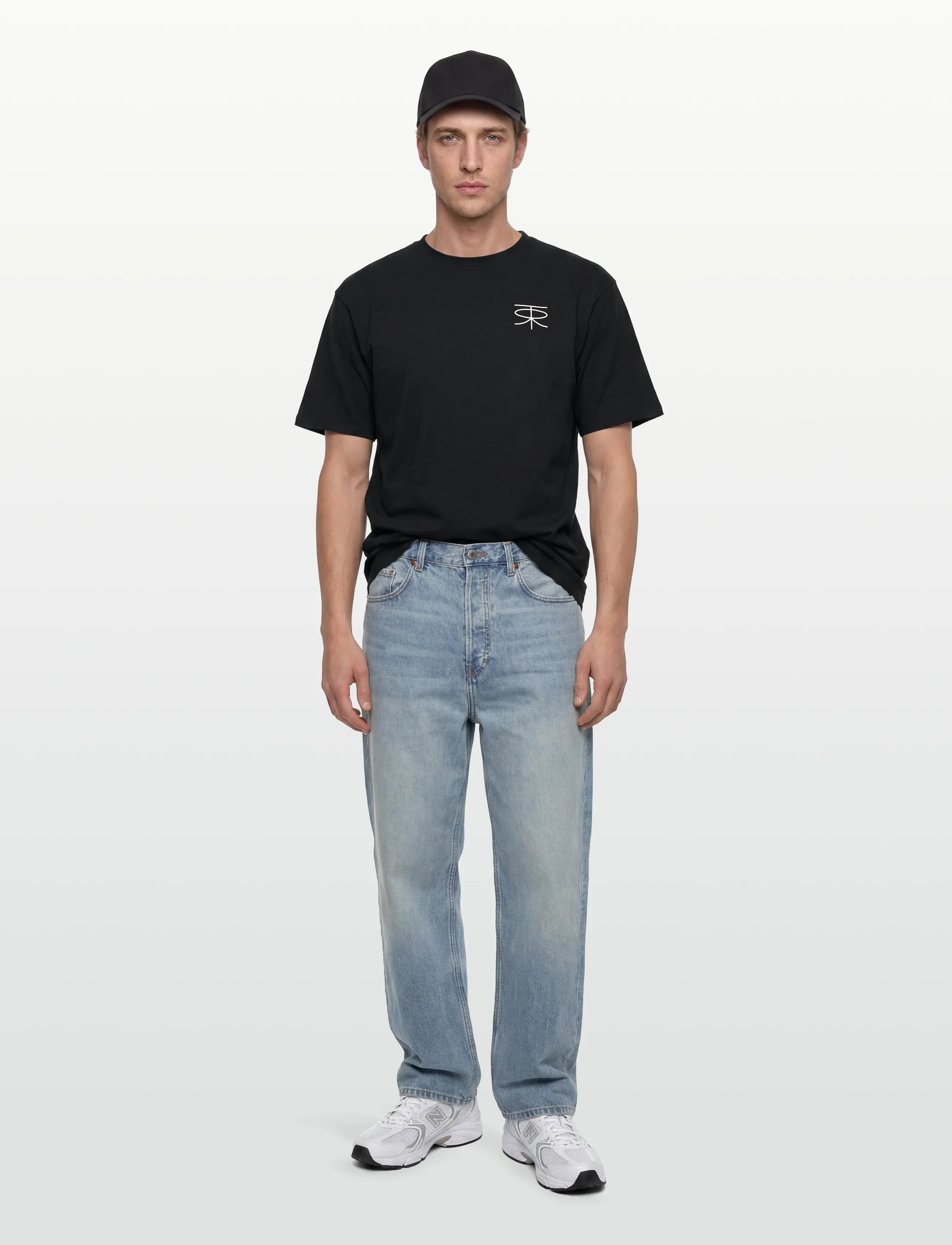 Rue de Tokyo THORSTEN RECYCLED COTTON JRSY - Kleidung - BLACK WITH OFF WHITE LOGO / black