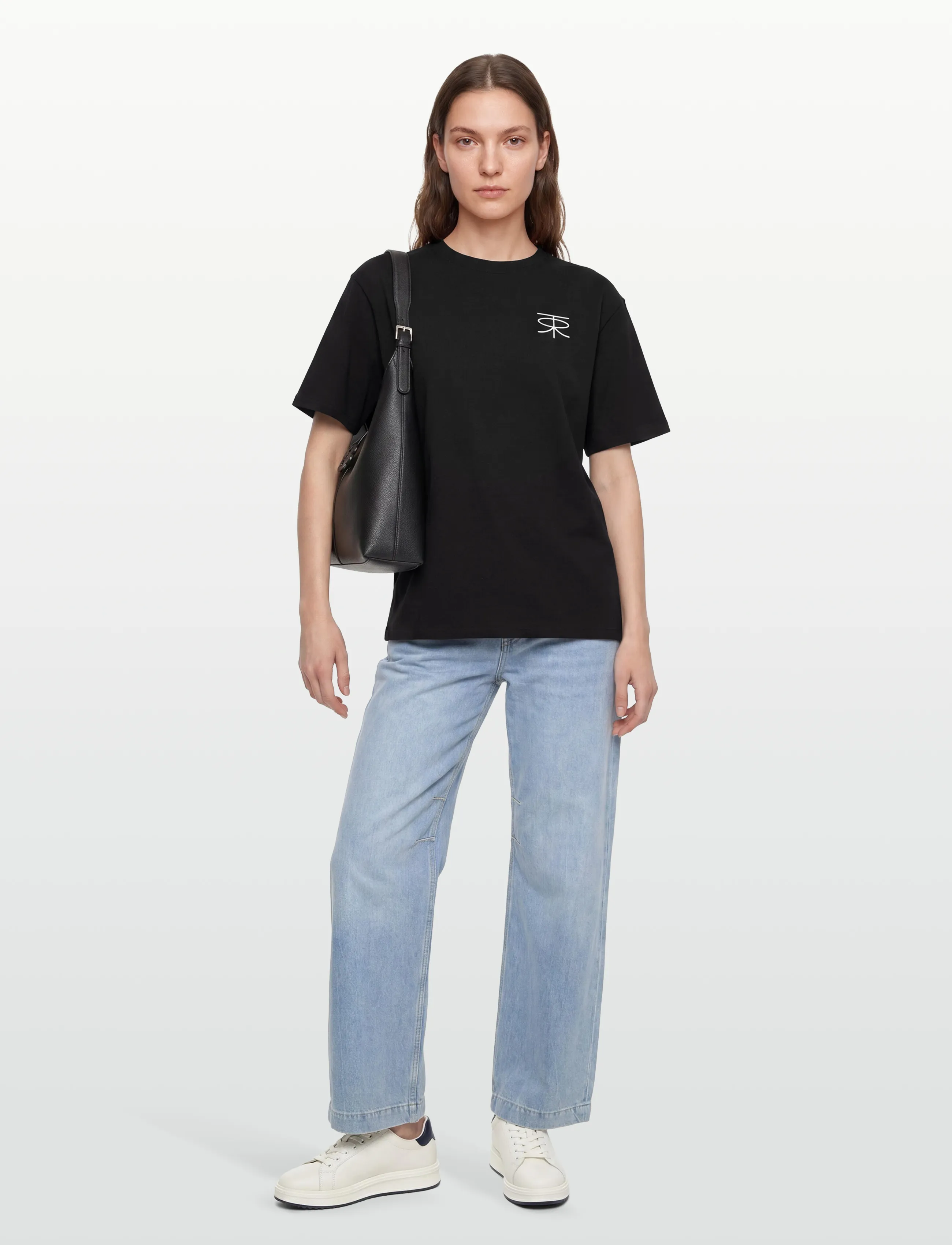 Rue de Tokyo - THORSTEN RECYCLED COTTON JRSY - kurzärmelige t-shirts - black with off white logo - 4