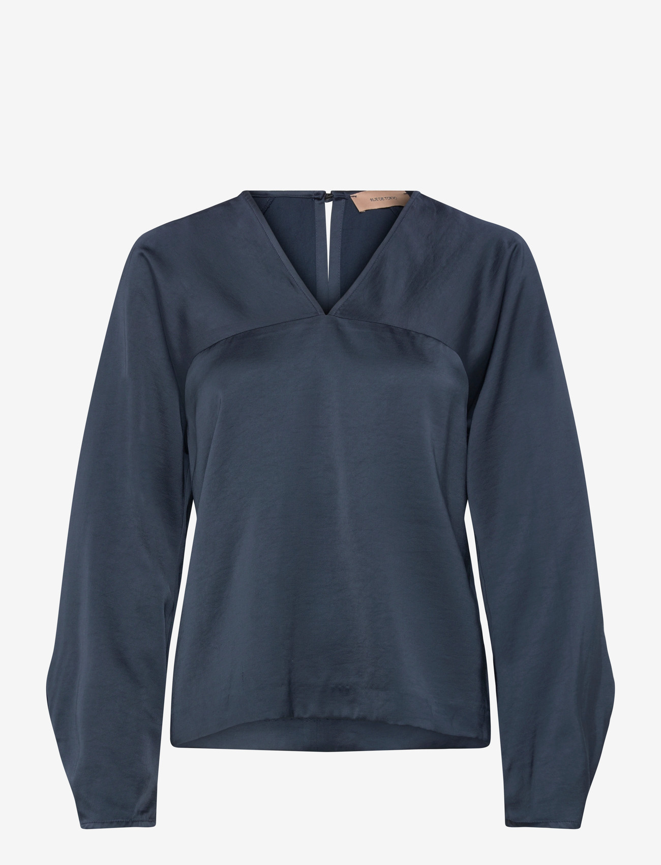 Rue de Tokyo - SAFINE HEAVY VISCOSE SATIN - long sleeved blouses - midnight blue - 1