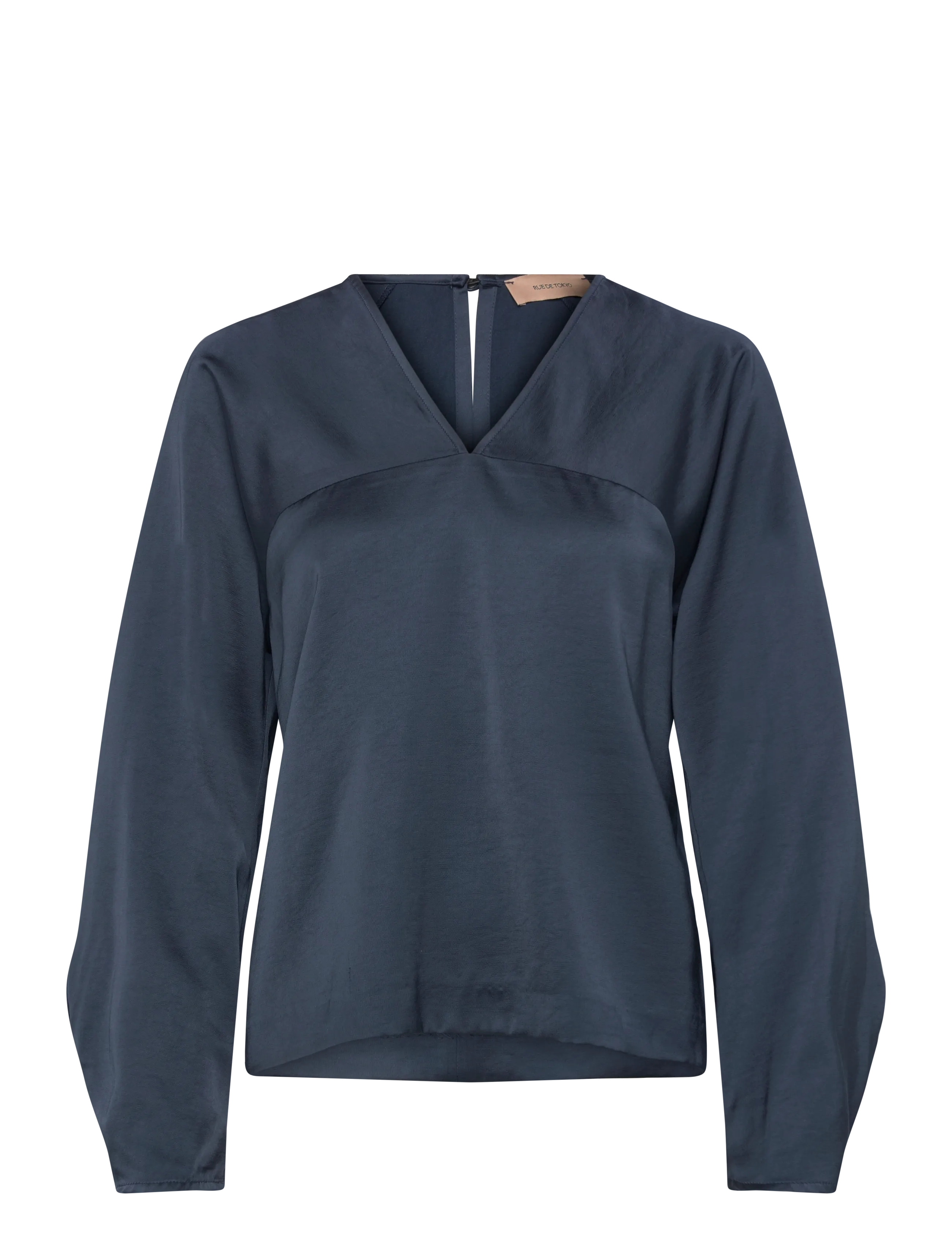 Rue de Tokyo SAFINE HEAVY VISCOSE SATIN - Bluser - MIDNIGHT BLUE / navy