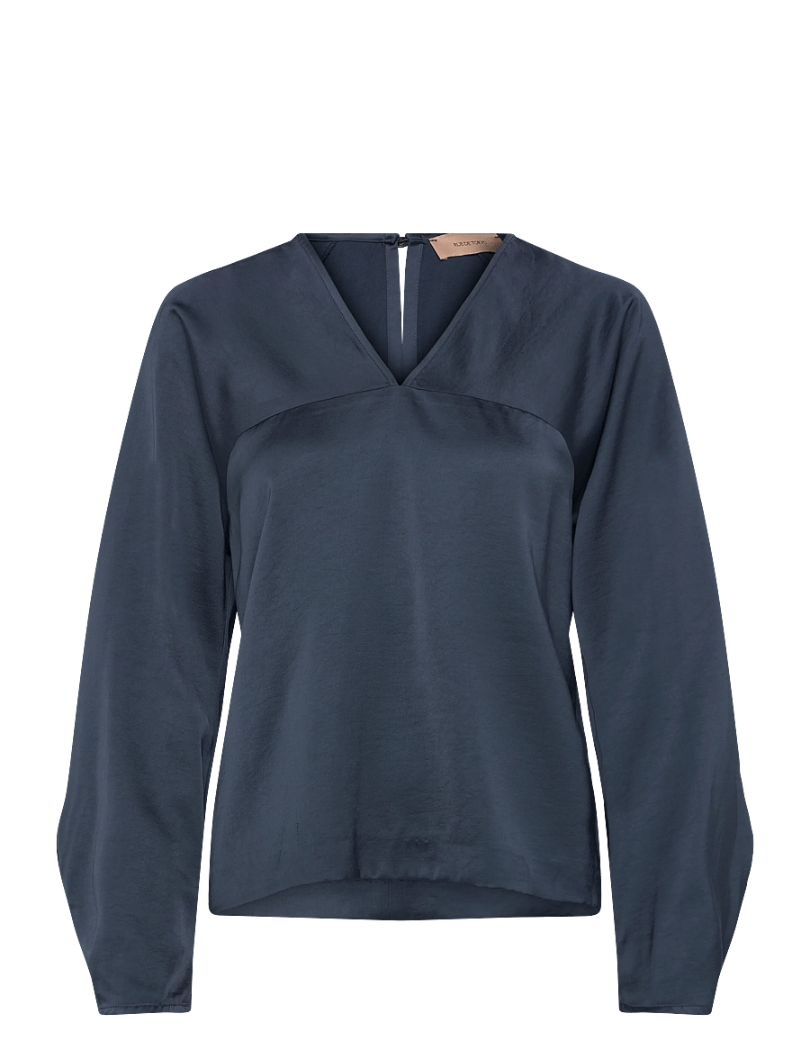 Rue de Tokyo - SAFINE HEAVY VISCOSE SATIN - blūzes ar garām piedurknēm - midnight blue - 1