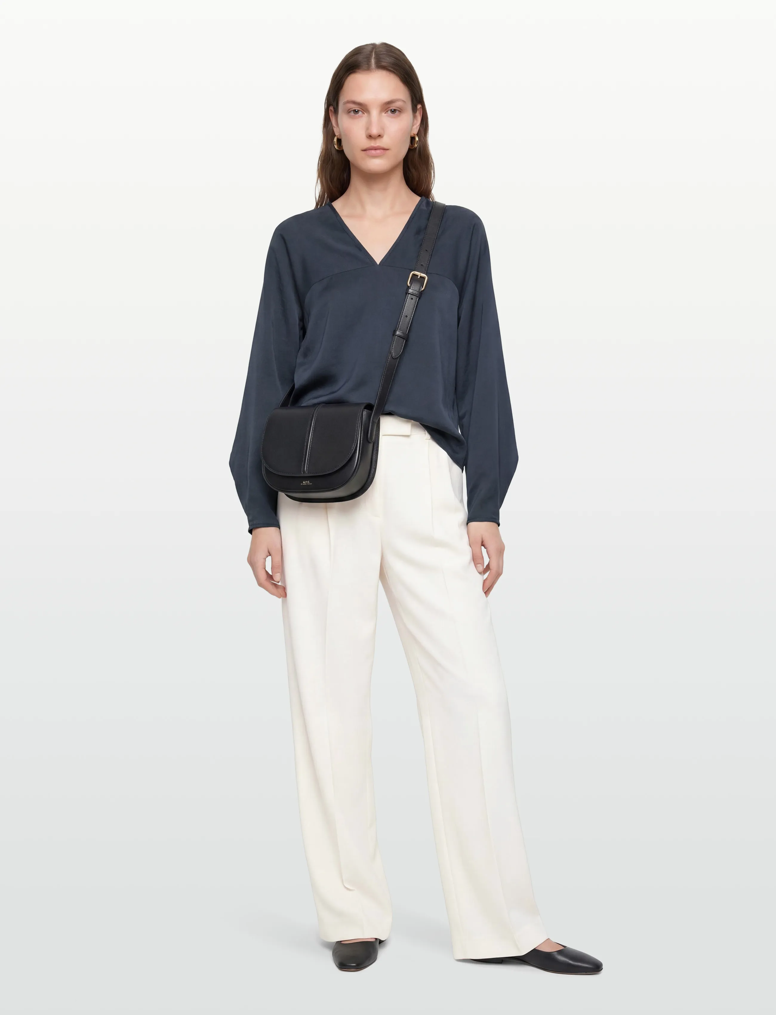 Rue de Tokyo SAFINE HEAVY VISCOSE SATIN - Pluusid ja särgid - MIDNIGHT BLUE / navy