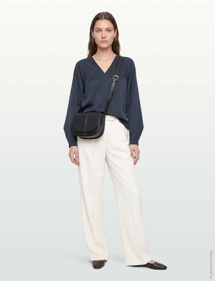Rue de Tokyo - SAFINE HEAVY VISCOSE SATIN - blūzes ar garām piedurknēm - midnight blue - 0
