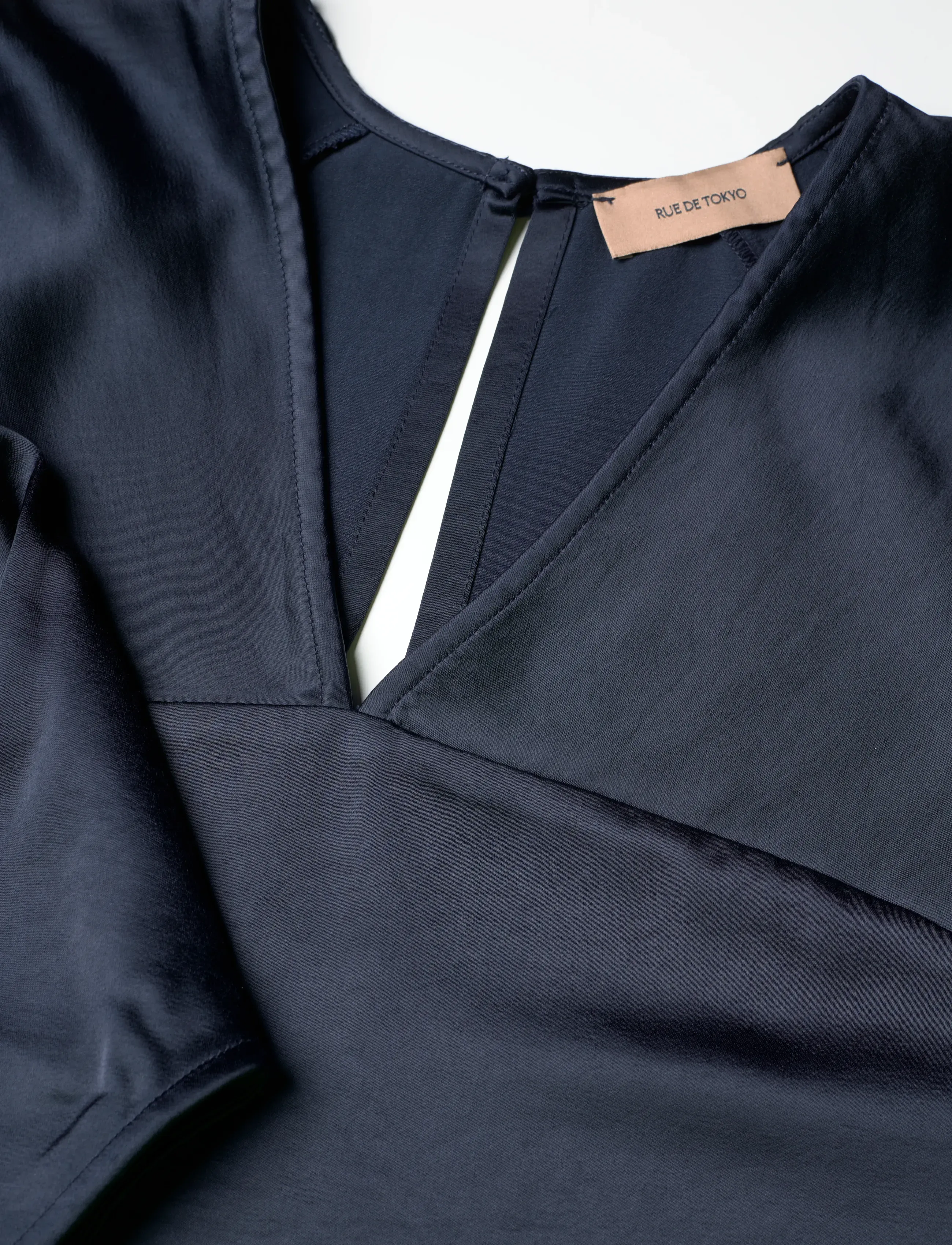 Rue de Tokyo - SAFINE HEAVY VISCOSE SATIN - blūzes ar garām piedurknēm - midnight blue - 5
