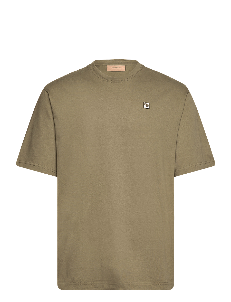 Rue de Tokyo - THOMAS EMBROIDERY PATCH COTTON JERSEY - short-sleeved t-shirts - artichoke green - 0