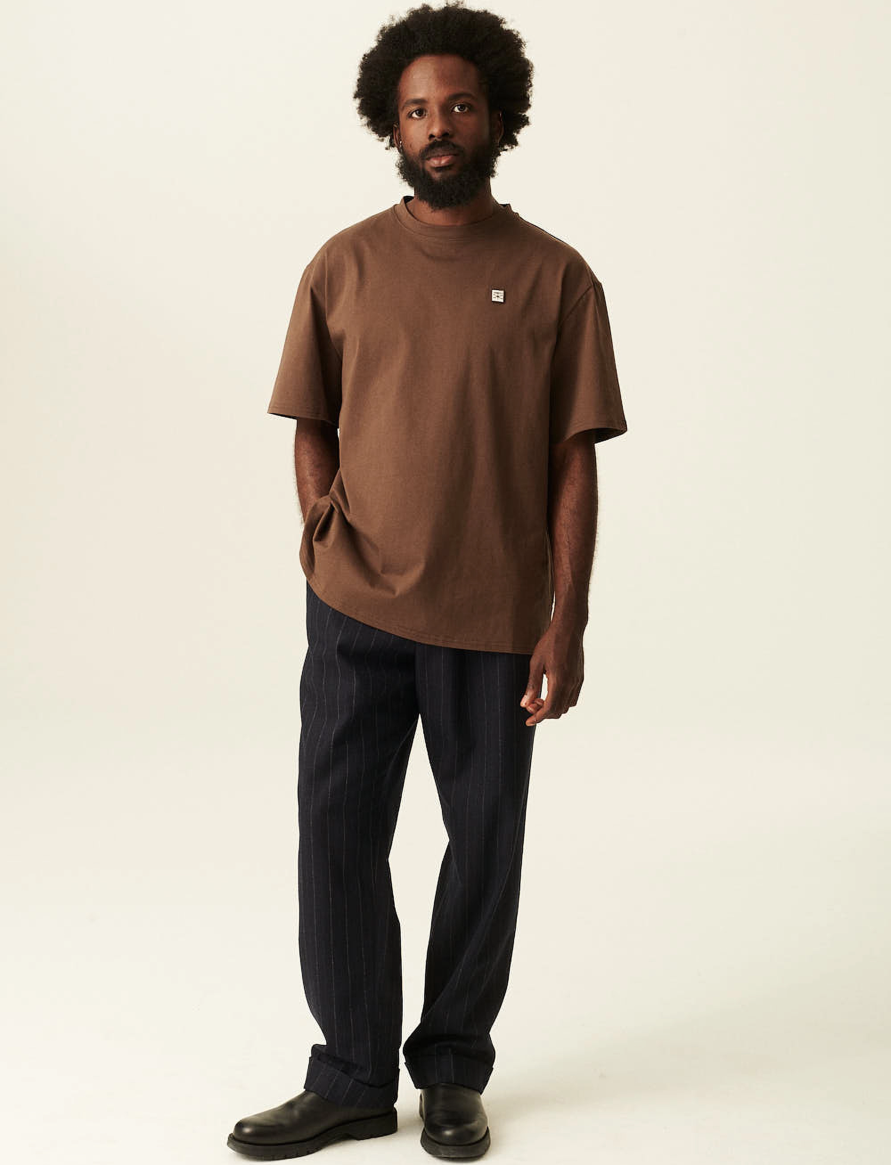 Rue de Tokyo - THOMAS EMBROIDERY PATCH COTTON JERSEY - lühikeste varrukatega t-särgid - brown - 3
