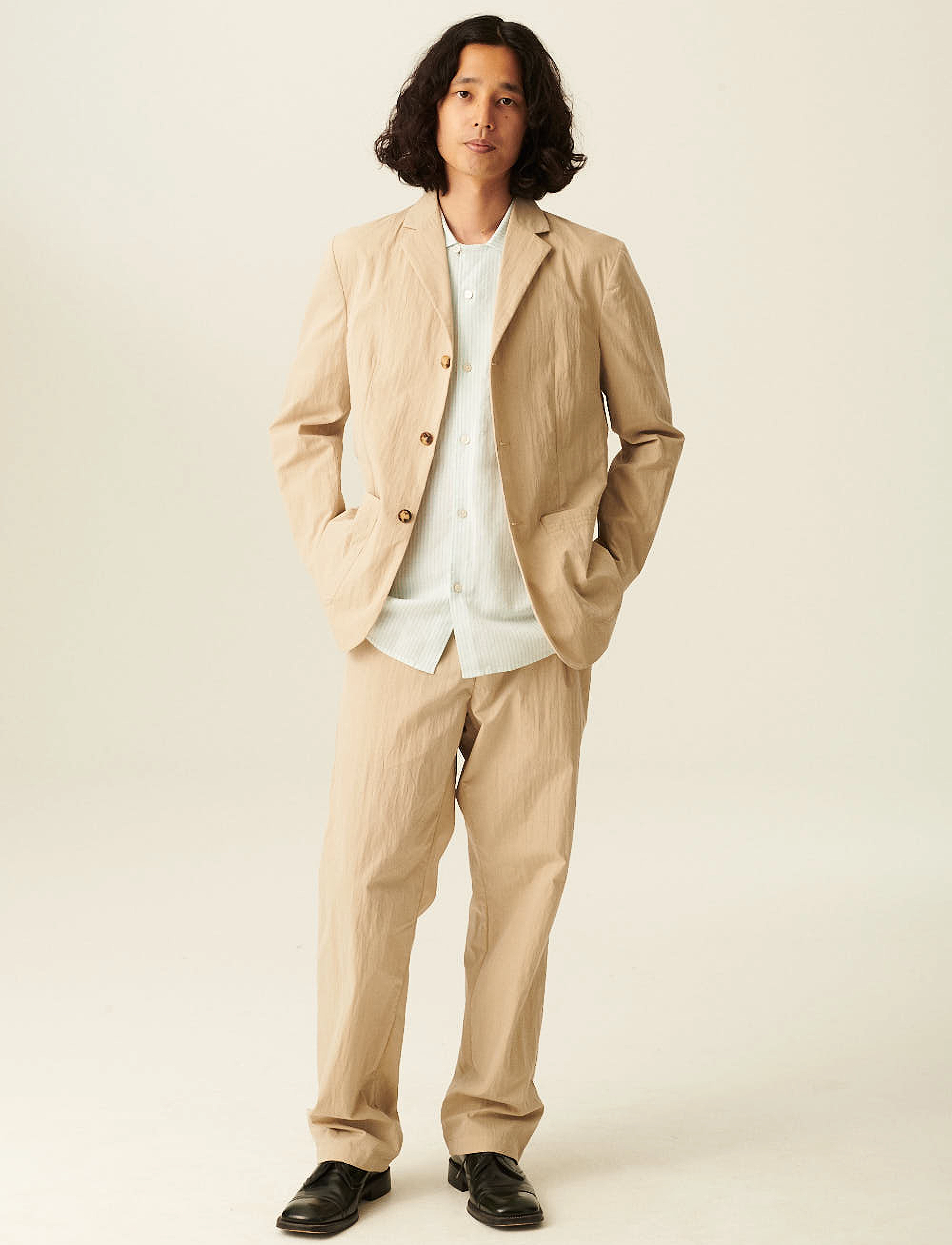 Rue de Tokyo Cedric Cotton Nylon, M, Beige, Blazere > Enkeltradede Blazere, Herre