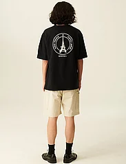 Rue de Tokyo - TILLO RECYCLED COTTON JRSY - kortærmede t-shirts - black with off white logo - 2