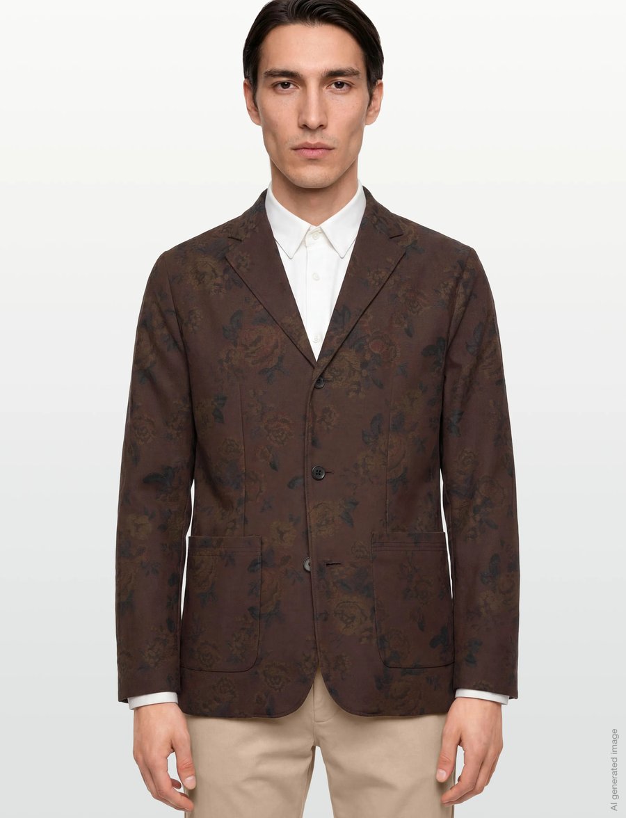 Rue de Tokyo - CEDRIC JAPANESE FLOWER JACQUARD - einreiher - brown - 3