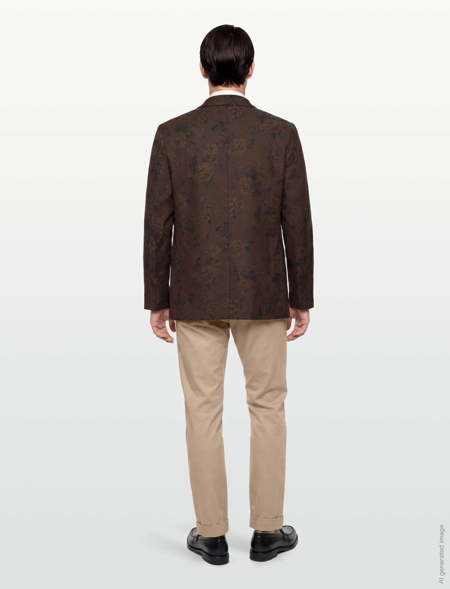 Rue de Tokyo - CEDRIC JAPANESE FLOWER JACQUARD - einreiher - brown - 4