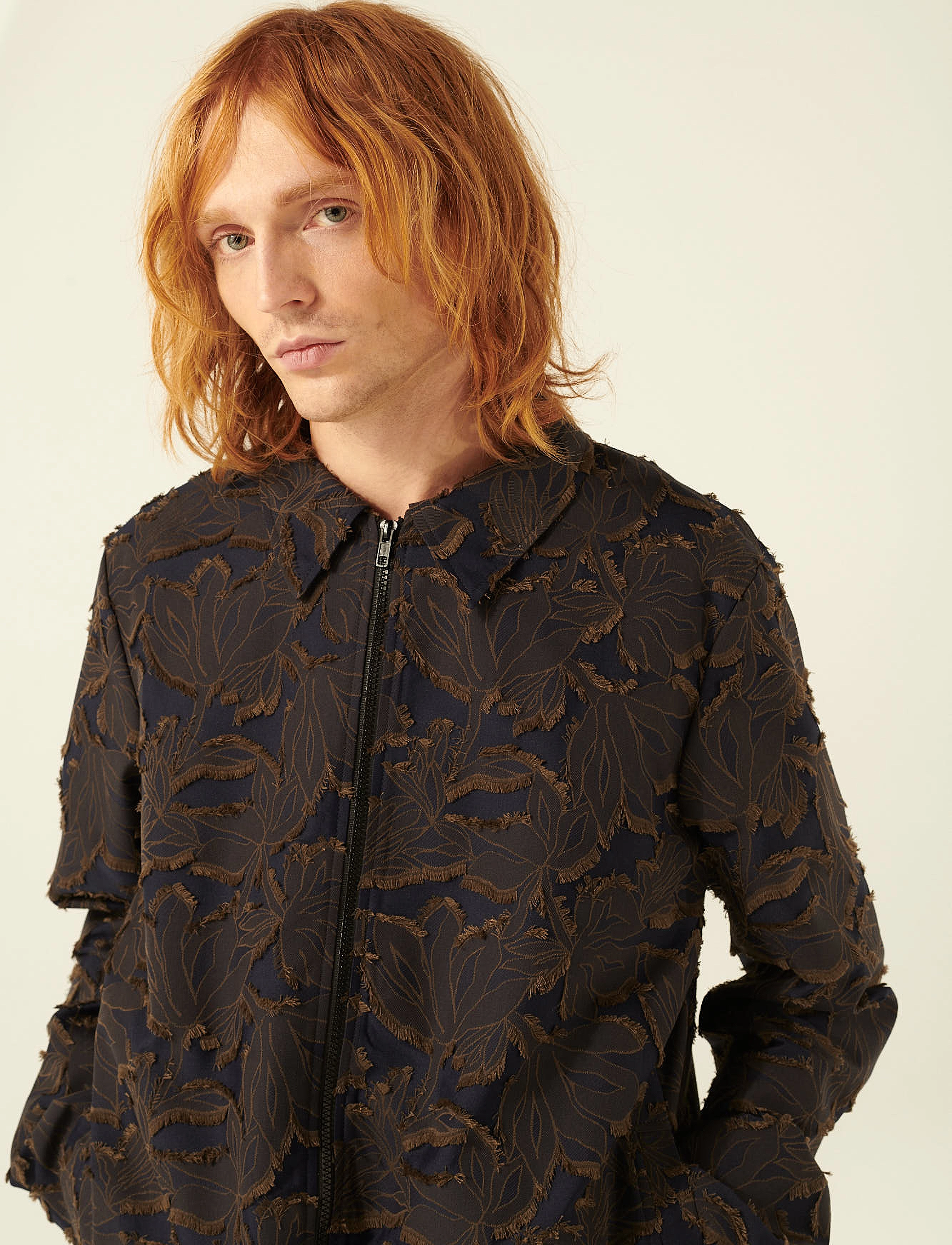 Rue de Tokyo CLAUS JAPANESE FIL DE COUPE - Frühlingsjacken - NAVY BROWN FLOWER / navy